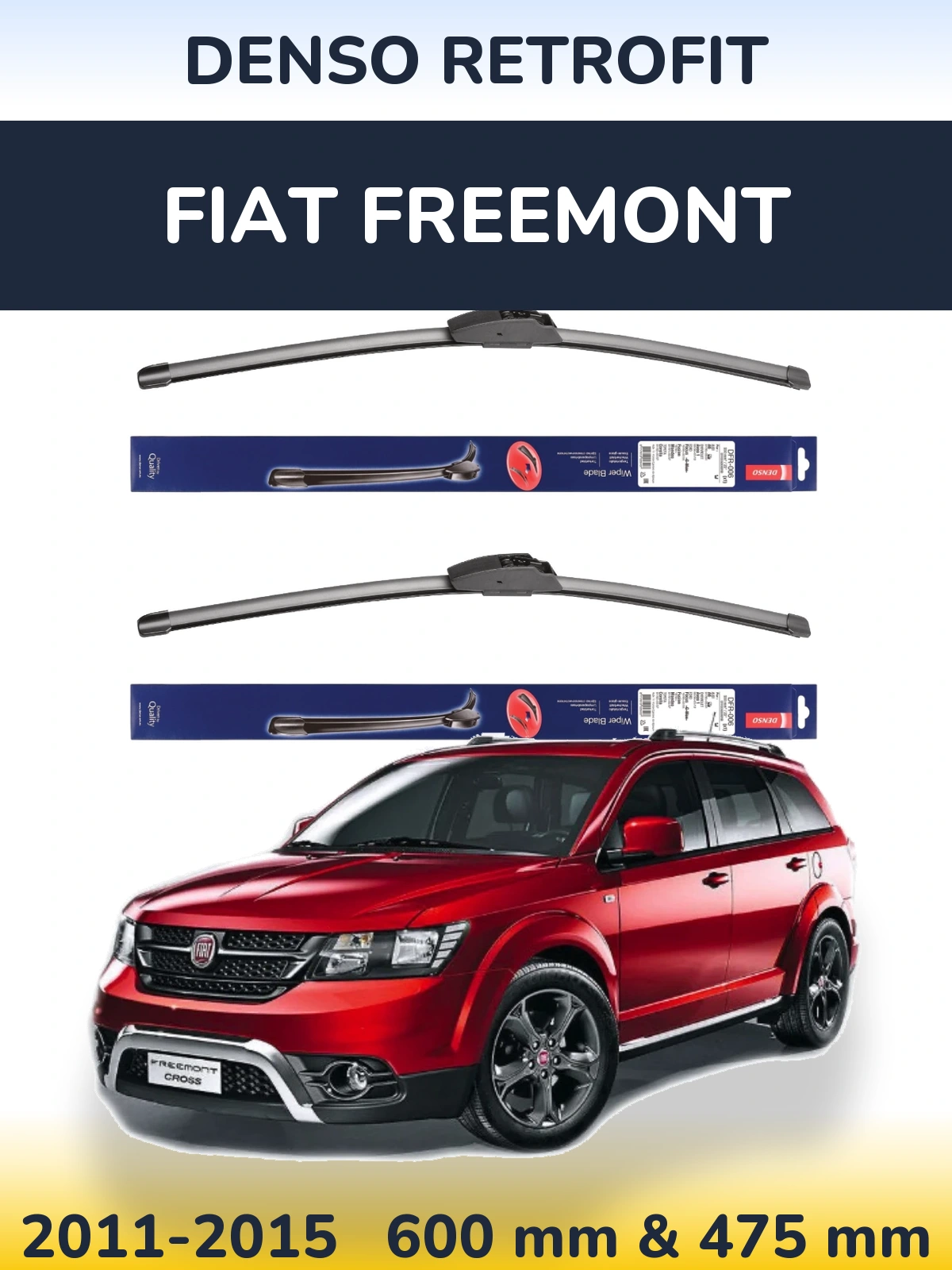 Sada předních stěračů Denso Retrofit 600 a 475 mm pro Fiat Freemont 2011-2015