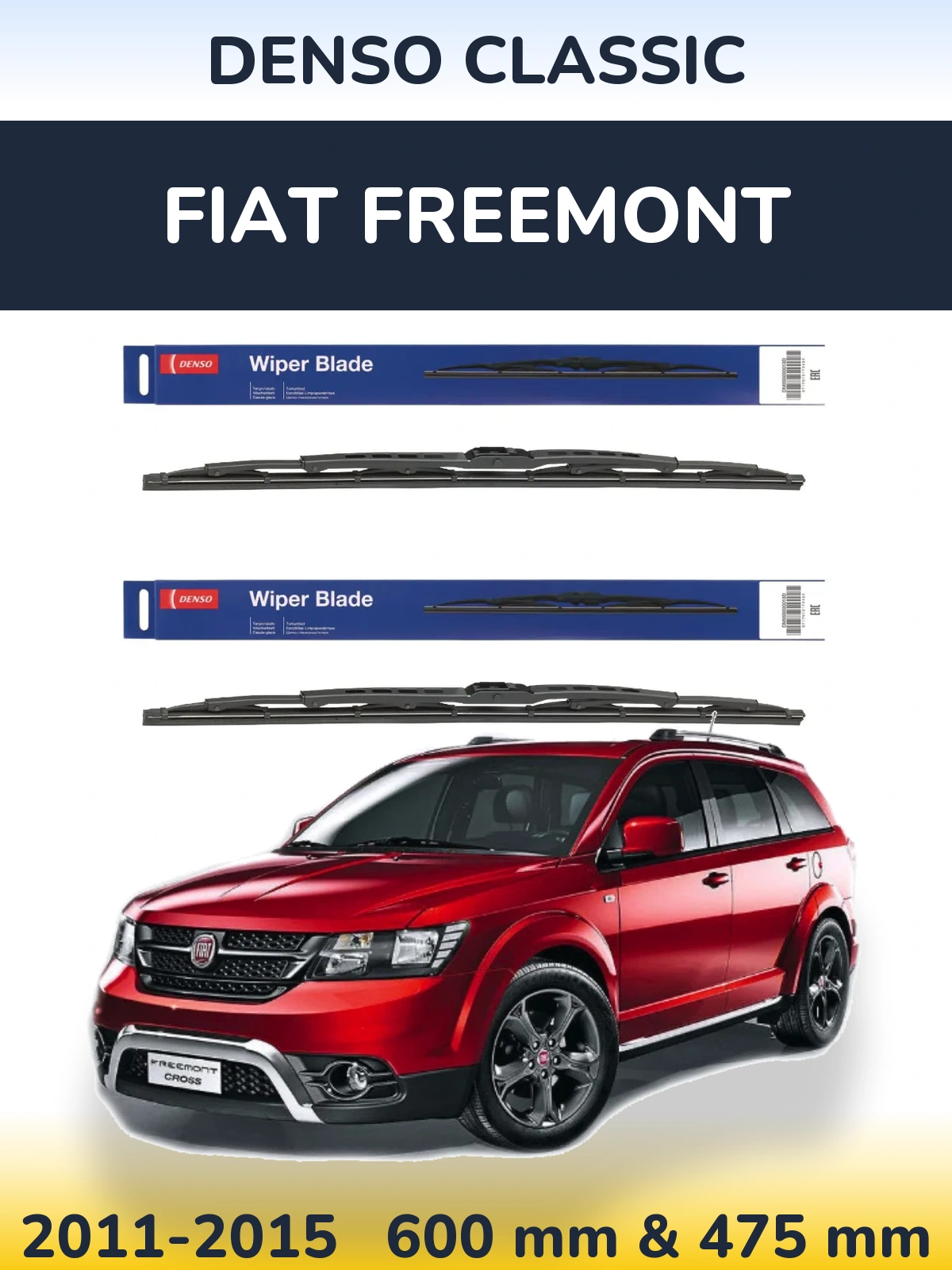 Sada předních stěračů Denso Classic 600 a 475 mm pro Fiat Freemont 2011-2015