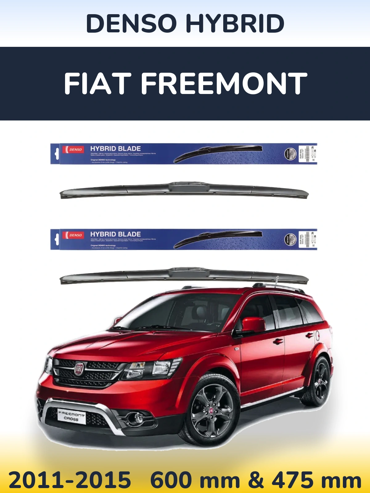 Sada předních stěračů Denso Hybrid 600 a 475 mm pro Fiat Freemont 2011-2015