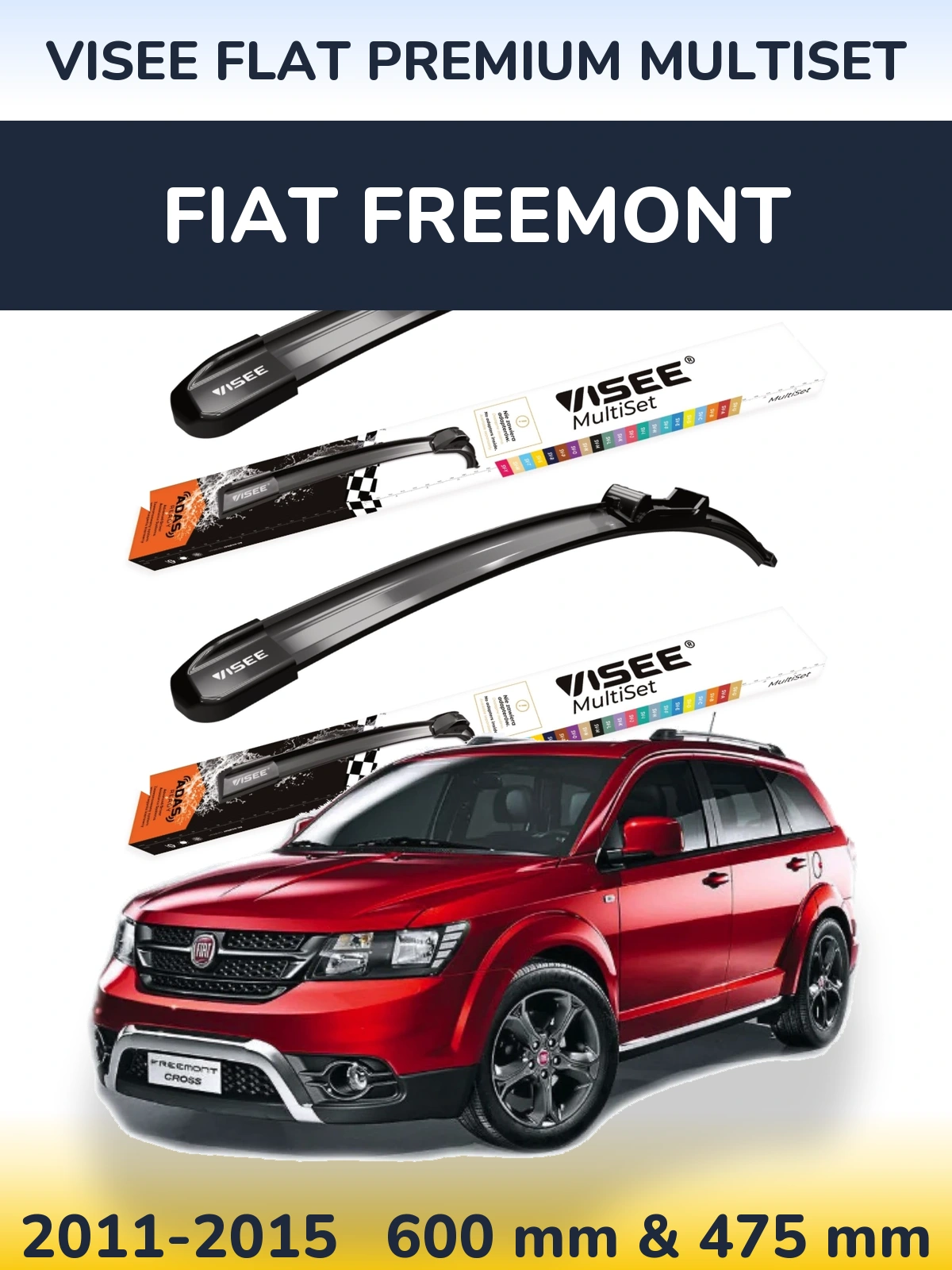 Sada předních stěračů VISEE FLAT PREMIUM MultiSet 600 a 475 mm pro Fiat Freemont 2011-2015