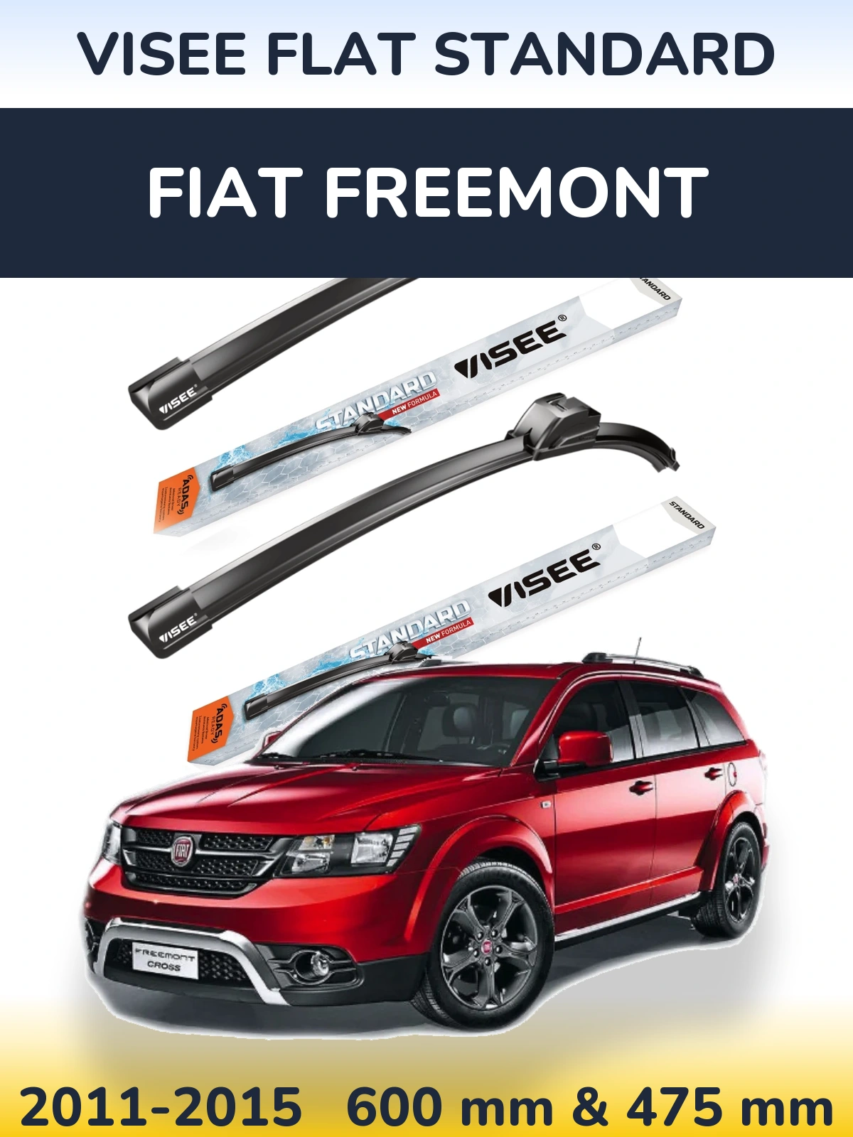 Sada předních stěračů VISEE FLAT STANDARD 600 a 475 mm pro Fiat Freemont 2011-2015