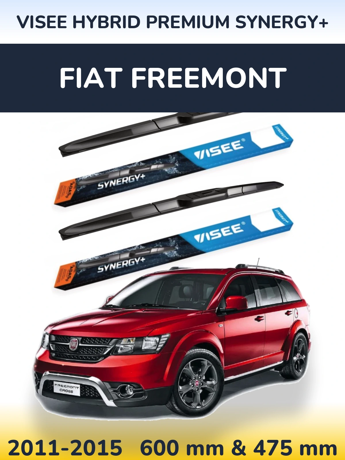 Комплект передніх щіток VISEE HYBRID PREMIUM SYNERGY+ 600 & 475 мм для Fiat Freemont 2011-2015