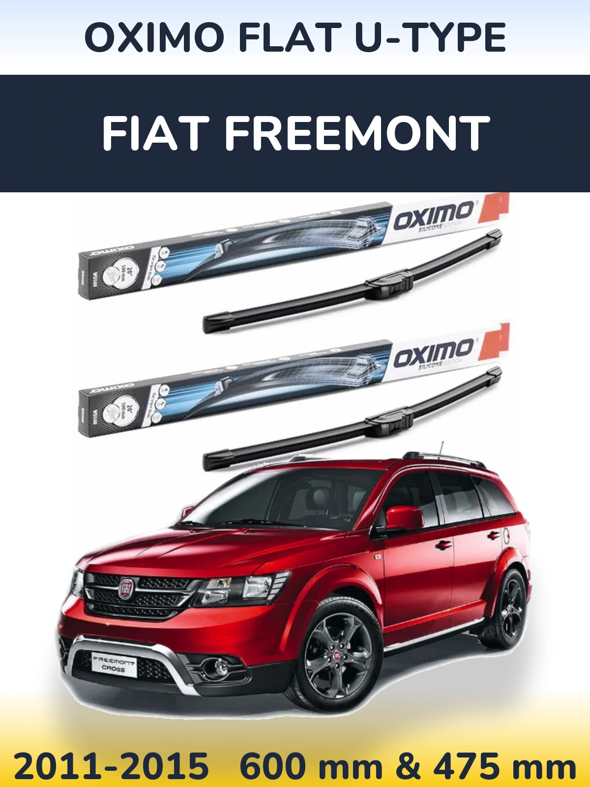 Sada předních stěračů Oximo Flat U-type 600 a 475 mm pro Fiat Freemont 2011-2015