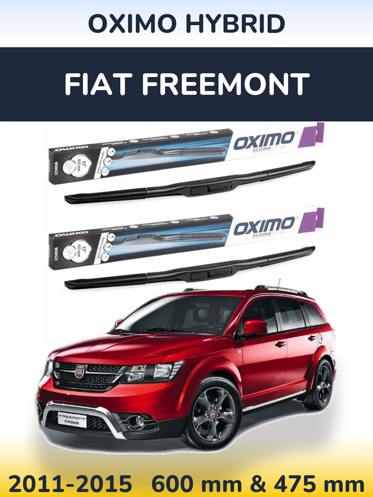 Sada předních stěračů Oximo Hybrid 600 a 475 mm pro Fiat Freemont 2011-2015