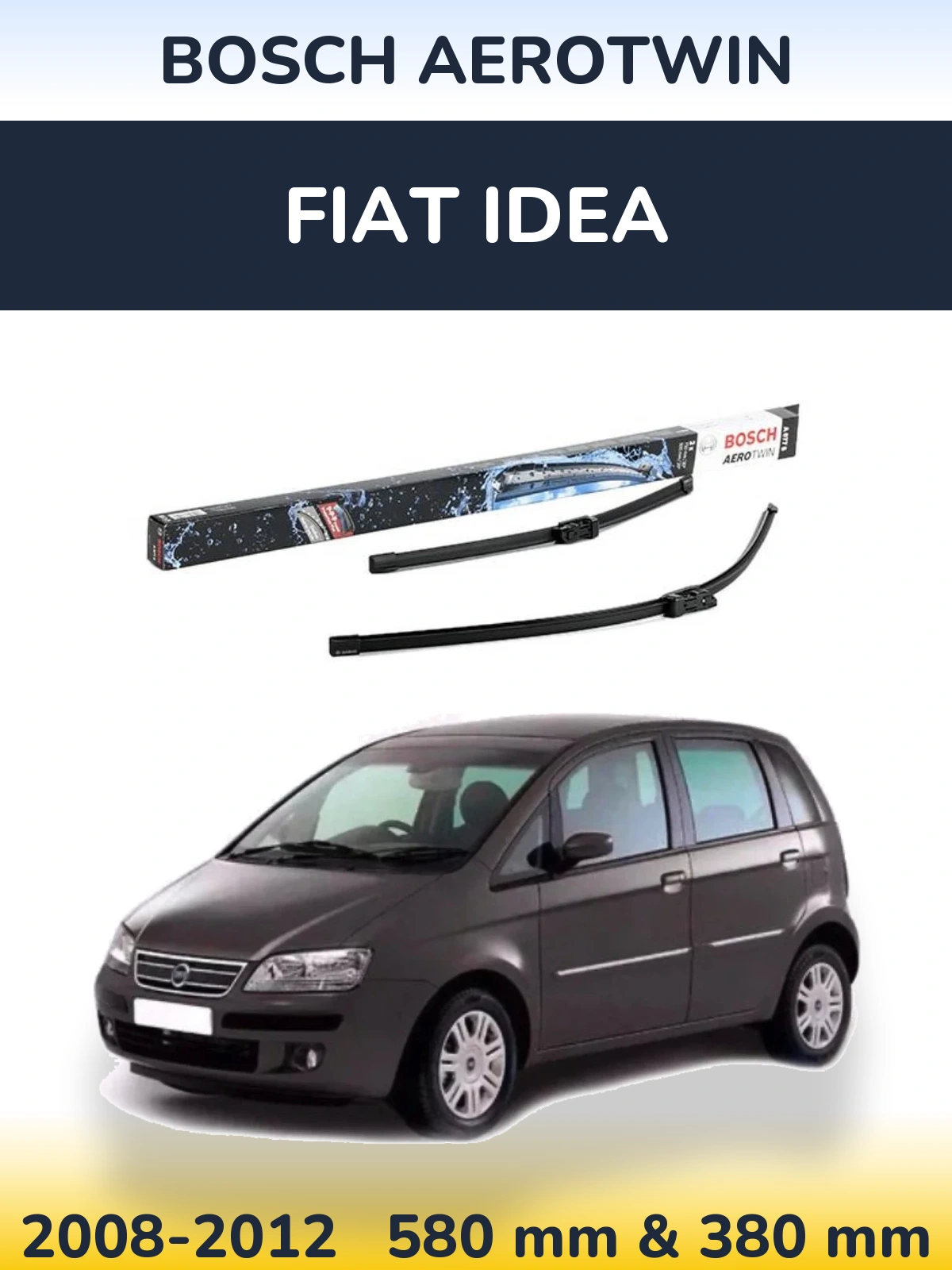 Sada předních stěračů BOSCH AeroTwin 580 a 380 mm pro Fiat Idea 2008-2012