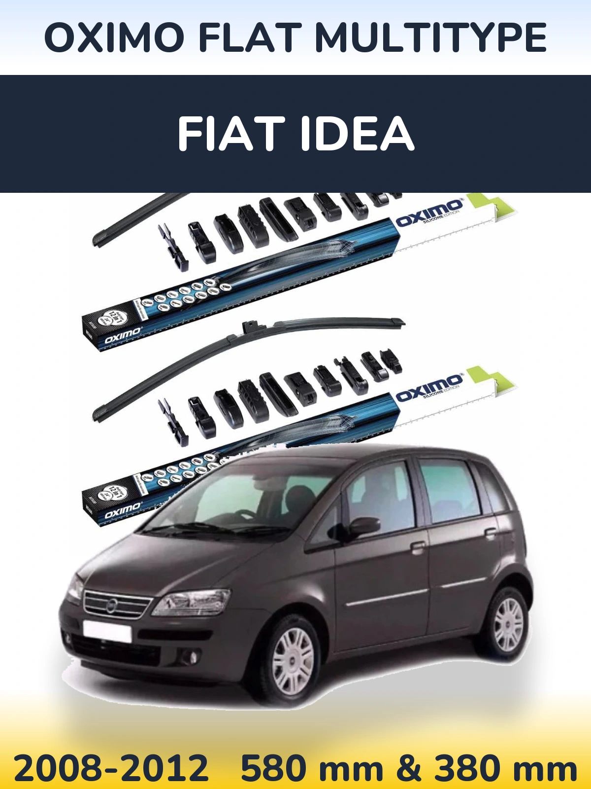 Sada předních stěračů Oximo Flat MultiType 580 a 380 mm pro Fiat Idea 2008-2012