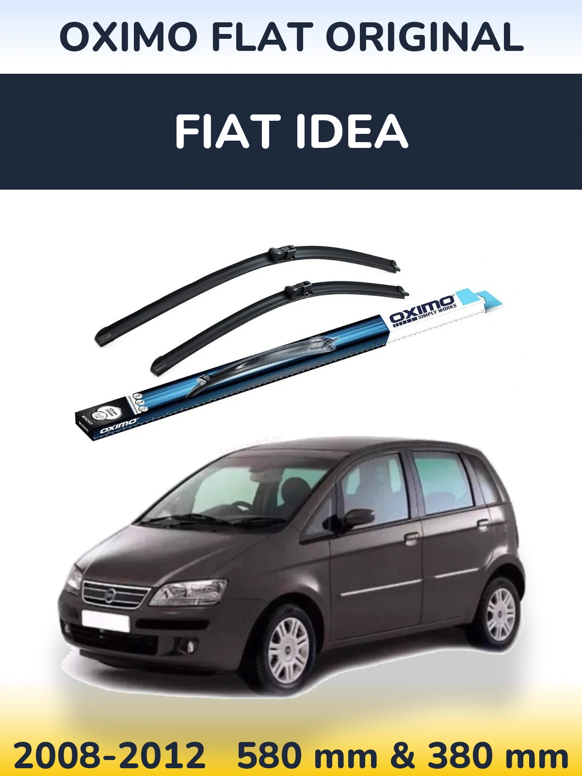 Sada předních stěračů Oximo Flat Original 580 a 380 mm pro Fiat Idea 2008-2012