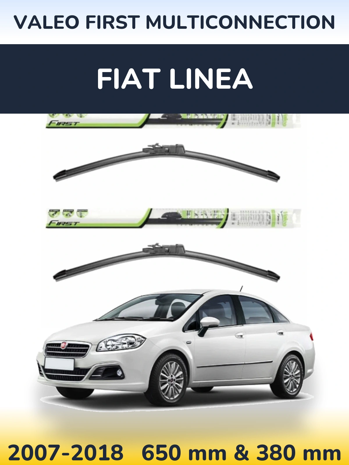 Sada předních stěračů Valeo First MultiConnection 650 a 380 mm pro Fiat Linea 2007-2018