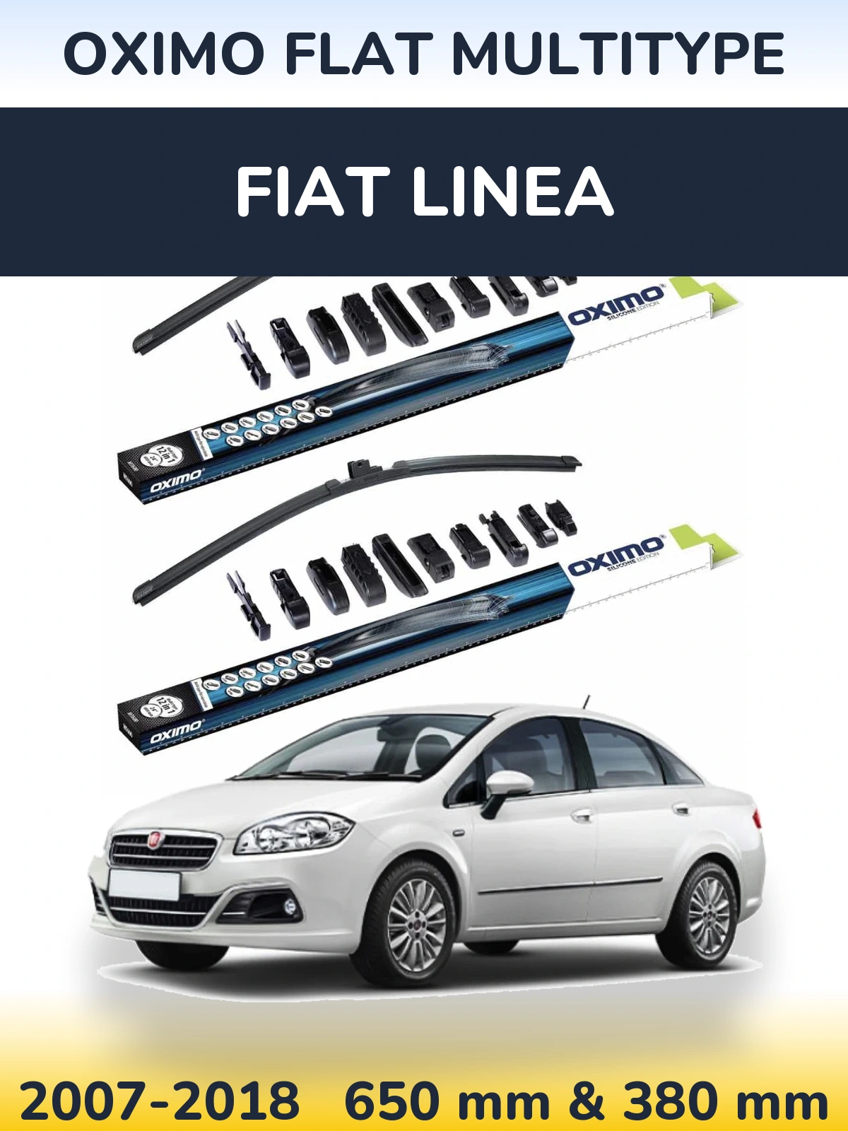Sada předních stěračů Oximo Flat MultiType 650 a 380 mm pro Fiat Linea 2007-2018