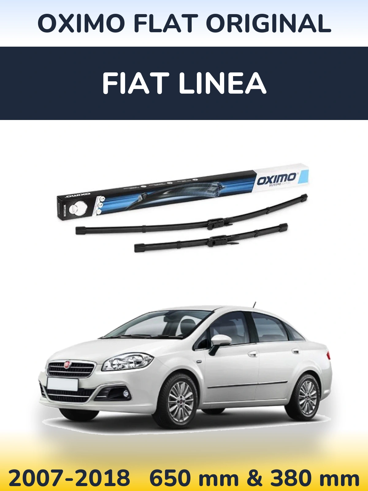 Sada předních stěračů Oximo Flat Original 650 a 380 mm pro Fiat Linea 2007-2018