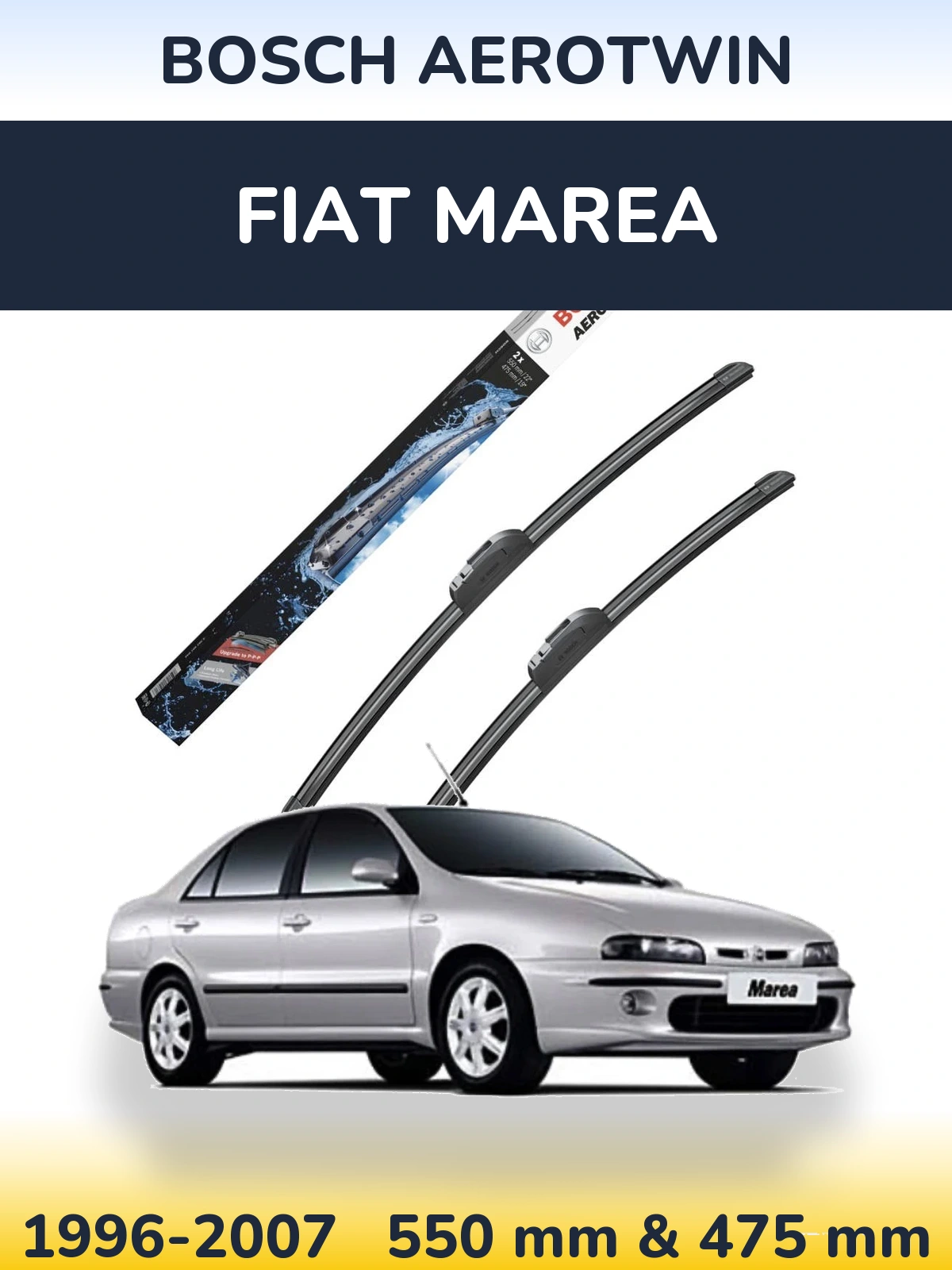Sada předních stěračů BOSCH AeroTwin 550 a 475 mm pro Fiat Marea 1996-2007