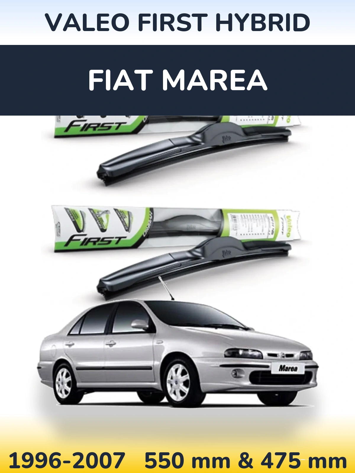 Sada předních stěračů Valeo First Hybrid 550 a 475 mm pro Fiat Marea 1996-2007