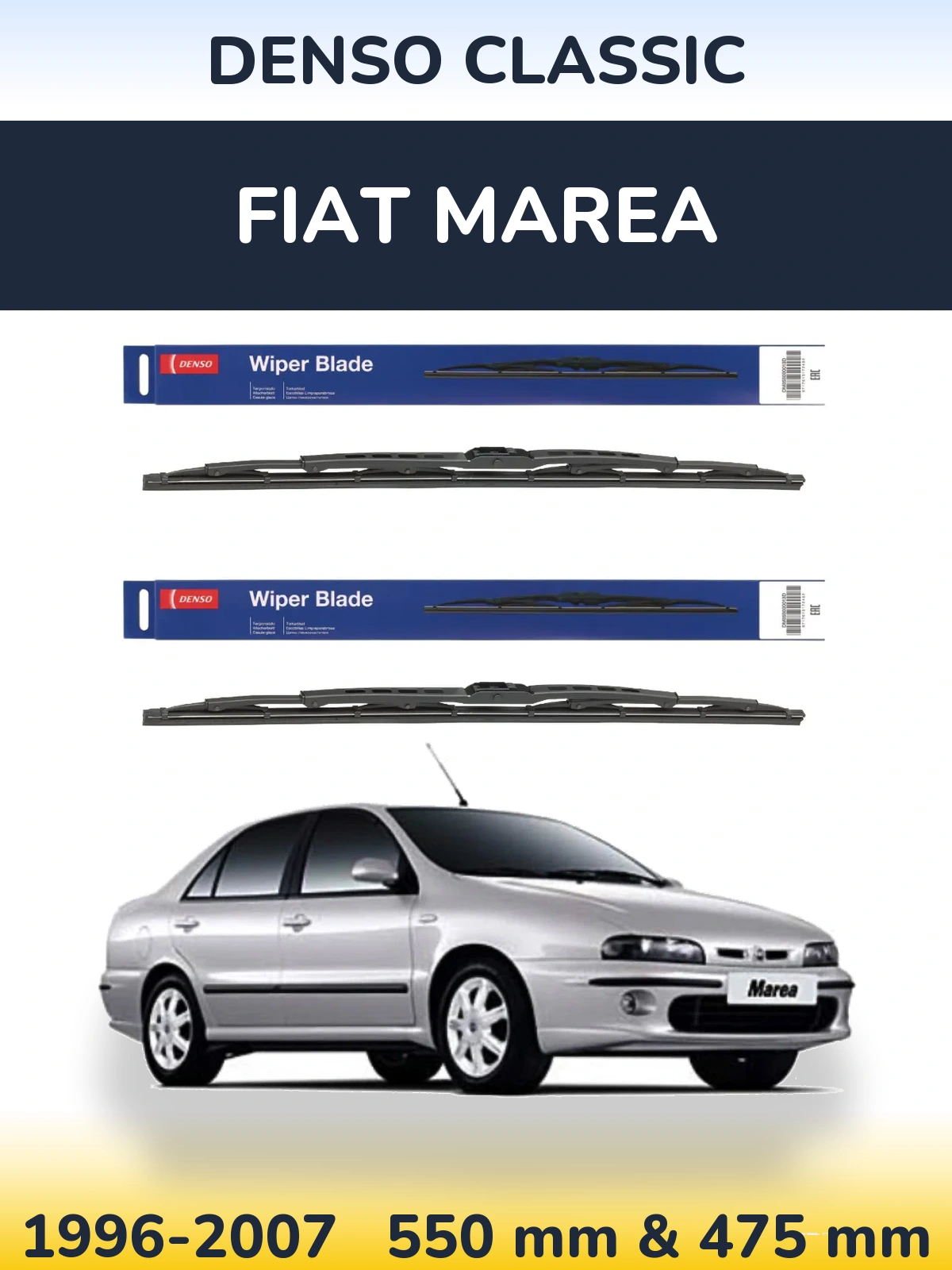 Комплект передних дворников Denso Classic 550 & 475 мм для Fiat Marea 1996-2007
