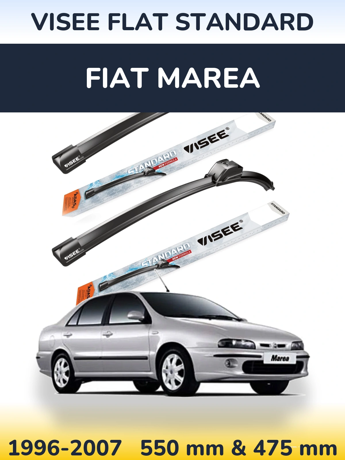 Sada předních stěračů VISEE FLAT STANDARD 550 a 475 mm pro Fiat Marea 1996-2007