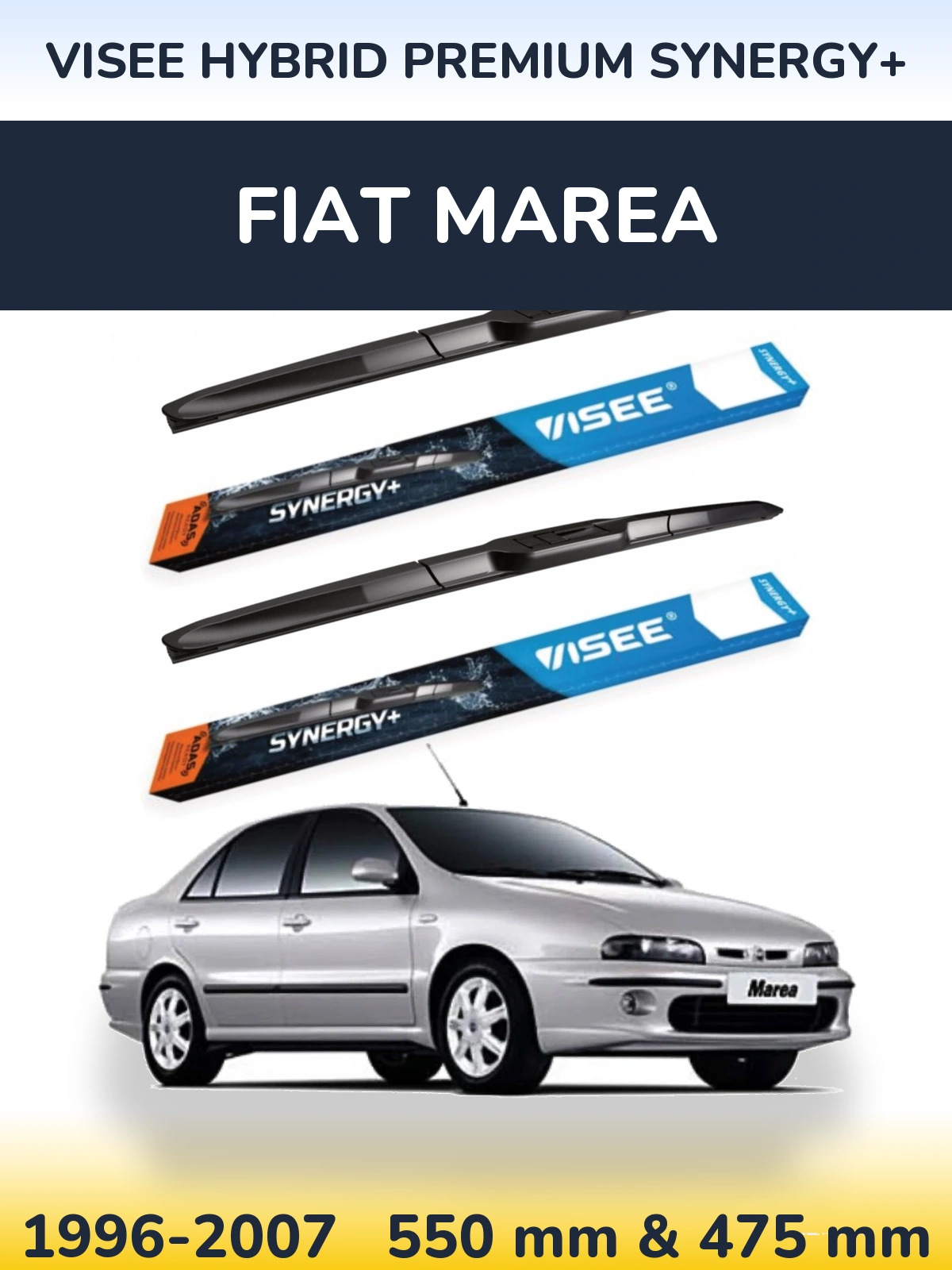 Sada předních stěračů VISEE HYBRID PREMIUM SYNERGY+ 550 a 475 mm pro Fiat Marea 1996-2007