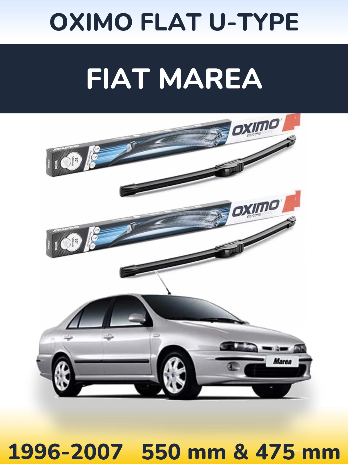 Sada předních stěračů Oximo Flat U-type 550 a 475 mm pro Fiat Marea 1996-2007