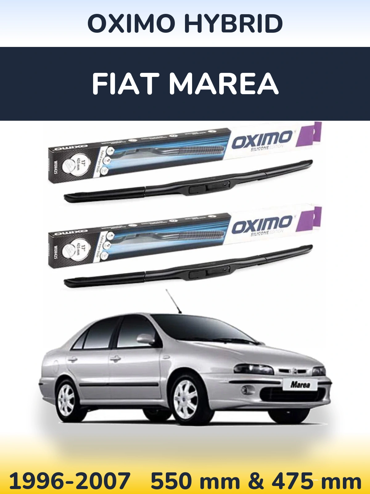 Sada předních stěračů Oximo Hybrid 550 a 475 mm pro Fiat Marea 1996-2007