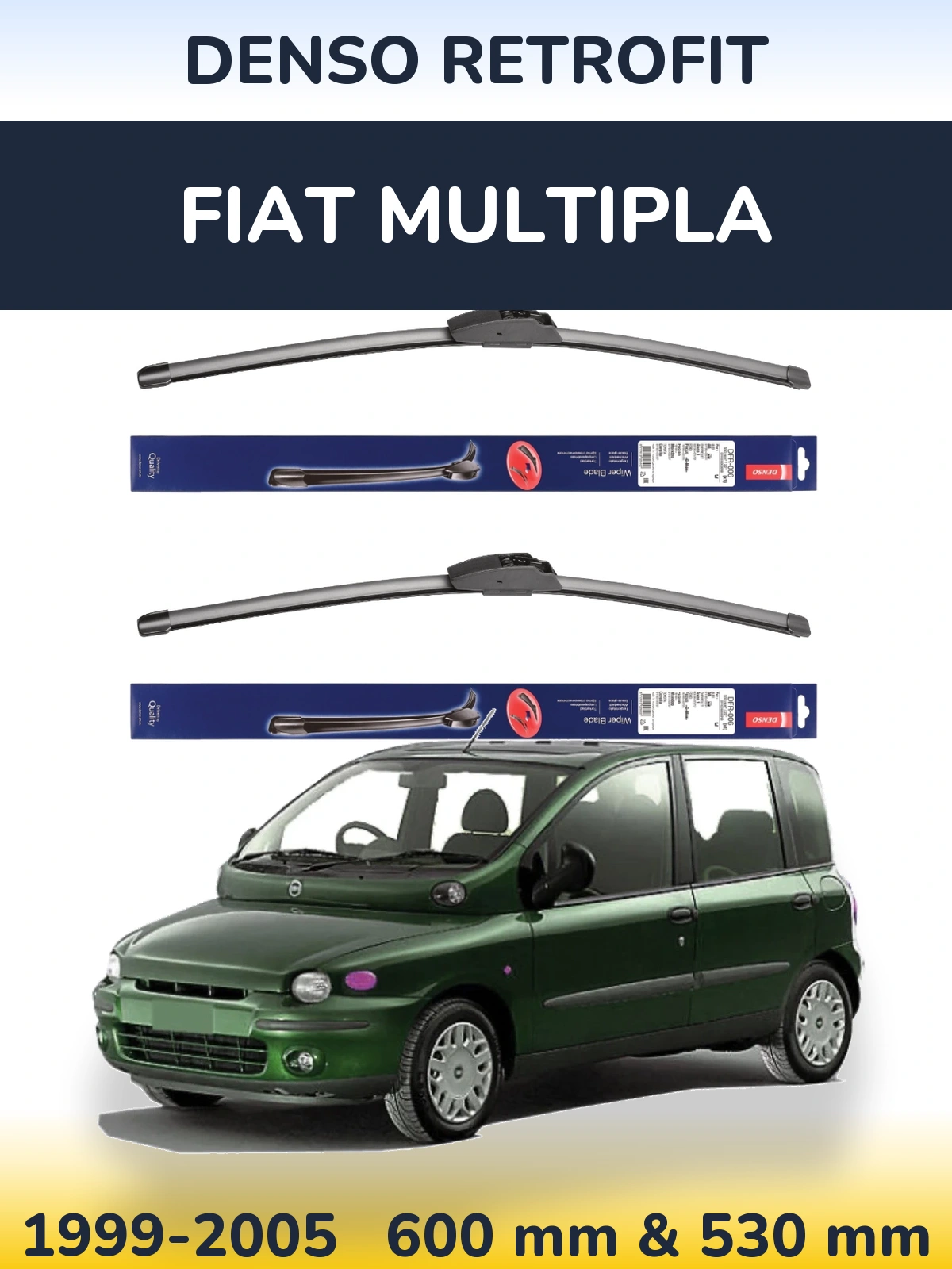 Комплект передніх щіток Denso Retrofit 600 & 530 мм для Fiat Multipla 1999-2005