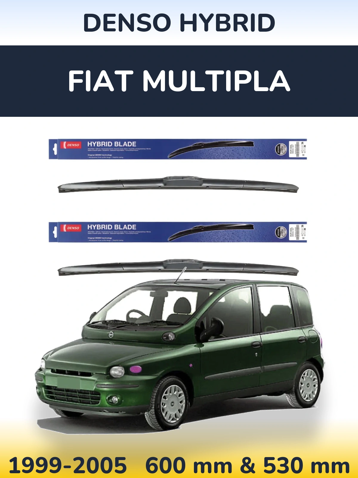 Sada předních stěračů Denso Hybrid 600 a 530 mm pro Fiat Multipla 1999-2005