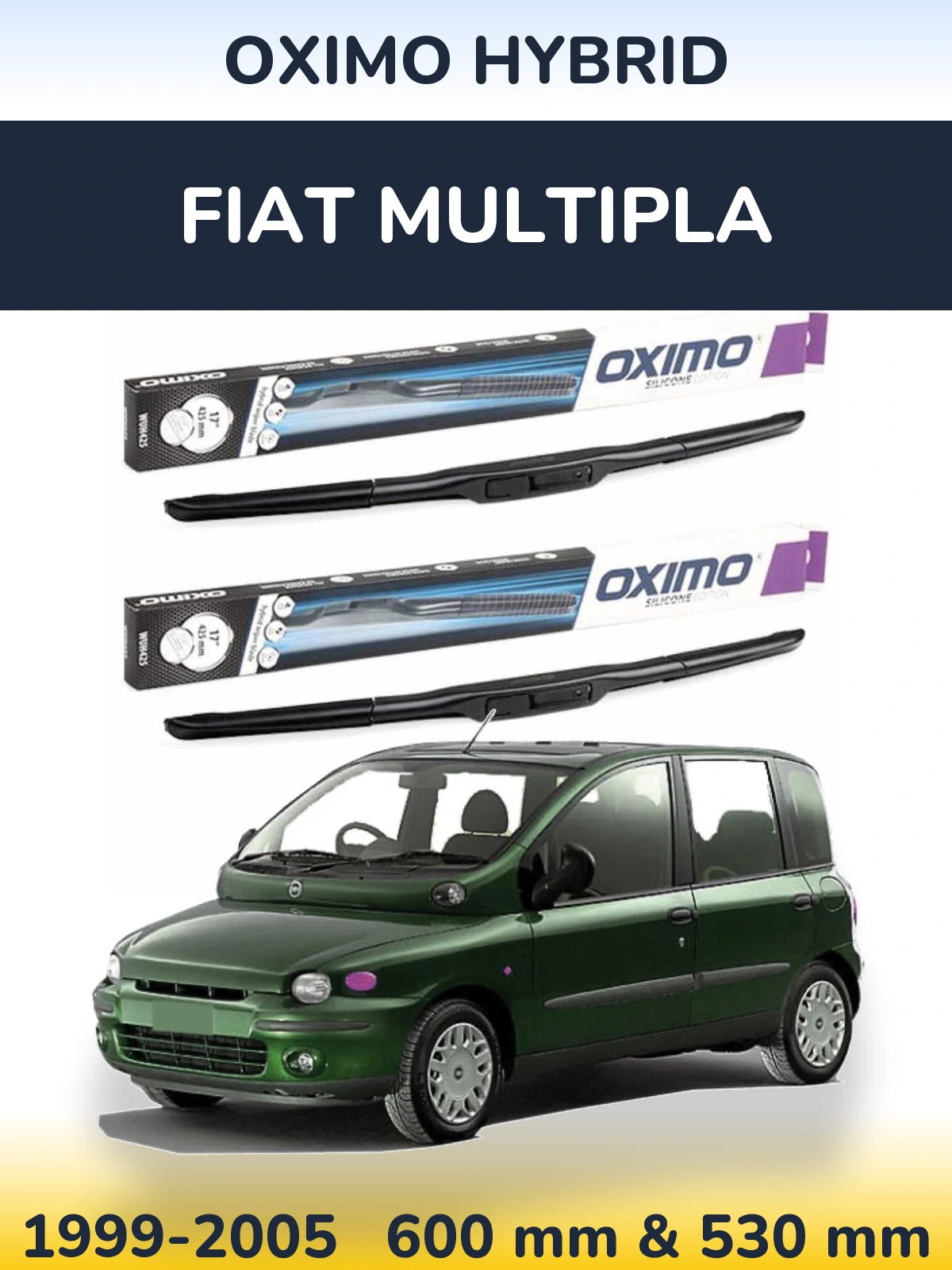 Sada předních stěračů Oximo Hybrid 600 a 530 mm pro Fiat Multipla 1999-2005