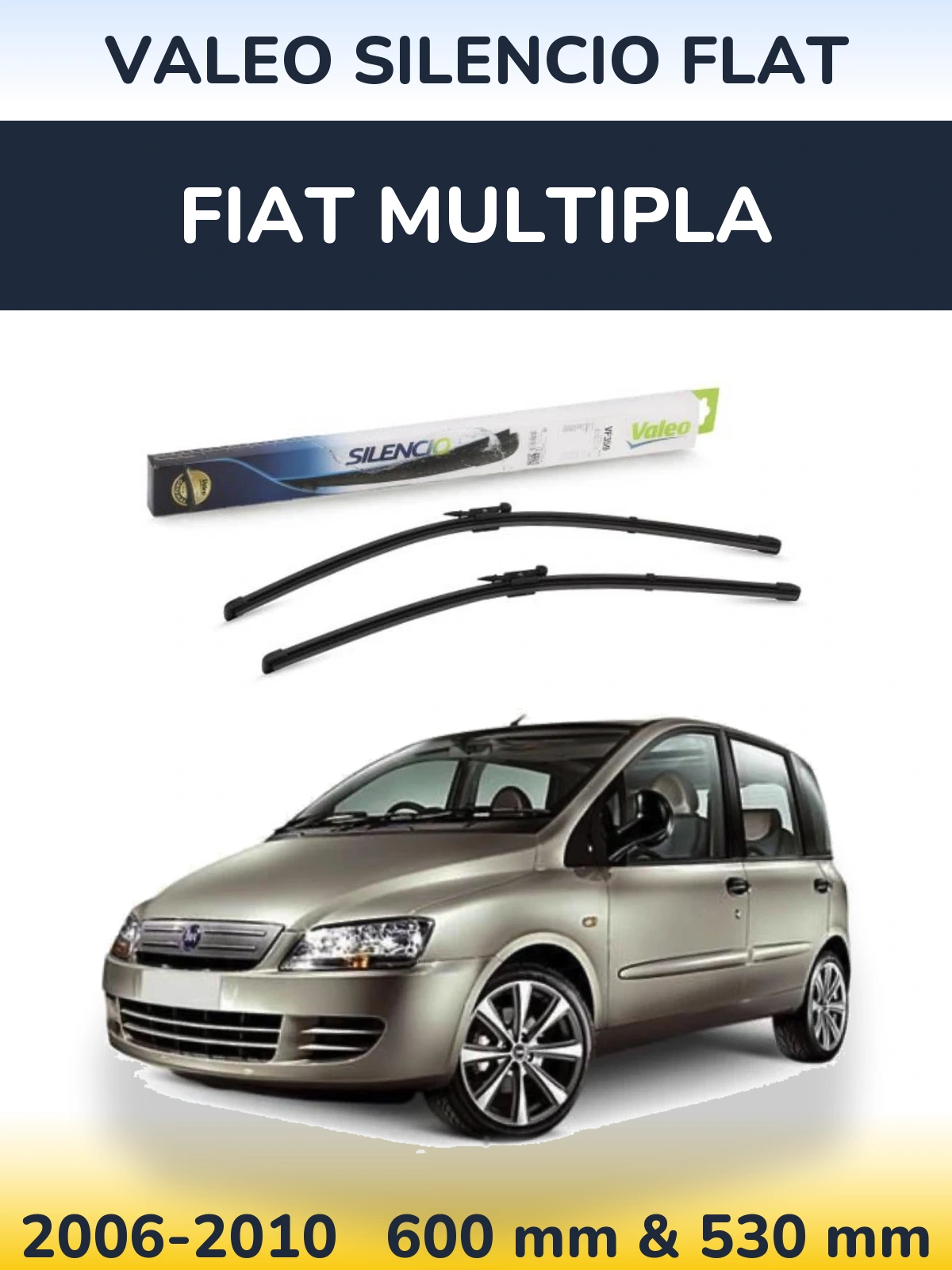 Sada předních stěračů Valeo Silencio Flat 600 a 550 mm pro Fiat Multipla 2006-2010