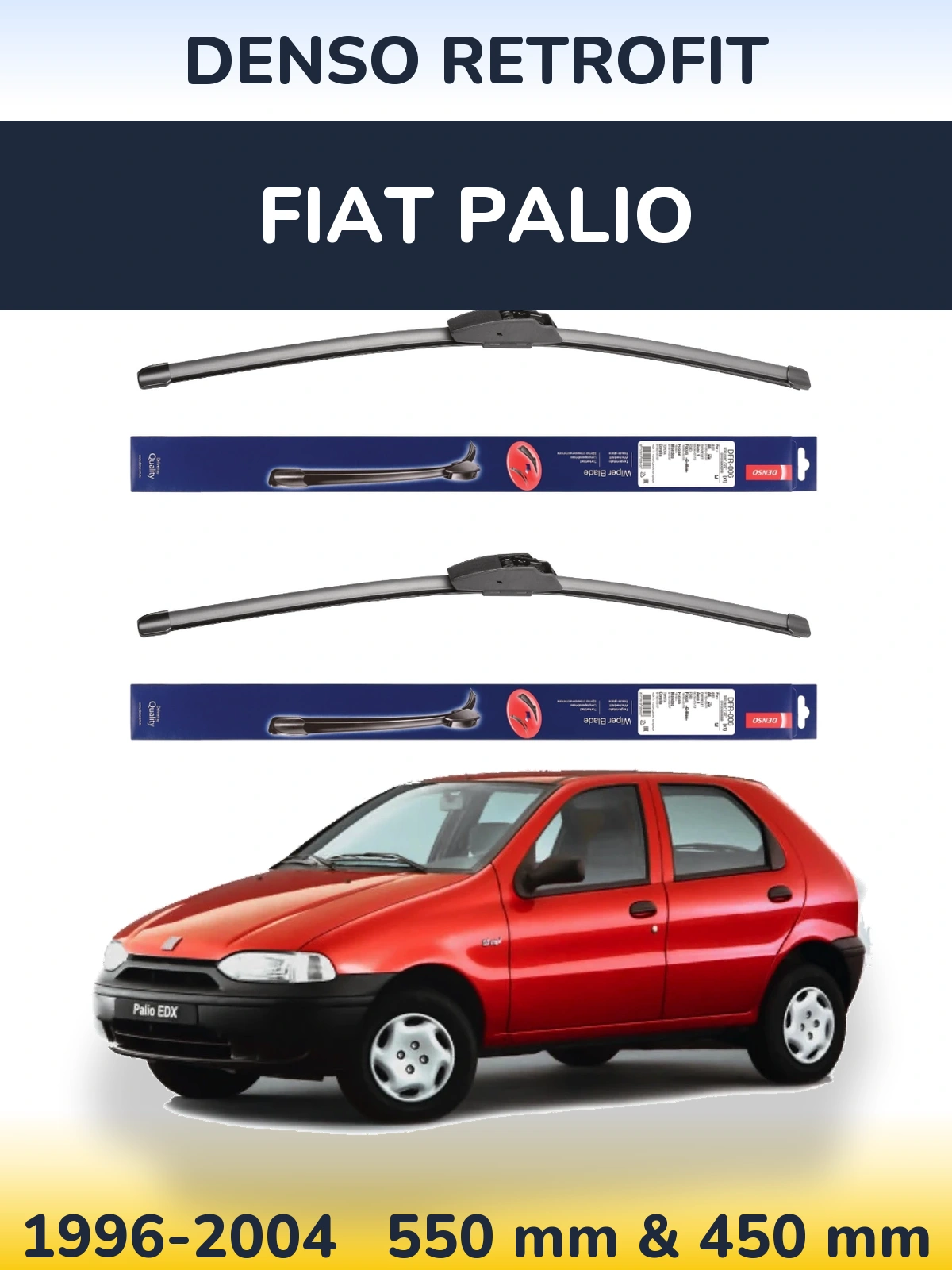 Sada předních stěračů Denso Retrofit 550 a 450 mm pro Fiat Palio 1996-2004