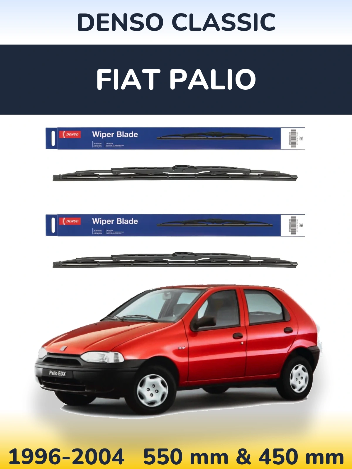 Комплект передних дворников Denso Classic 550 & 450 мм для Fiat Palio 1996-2004