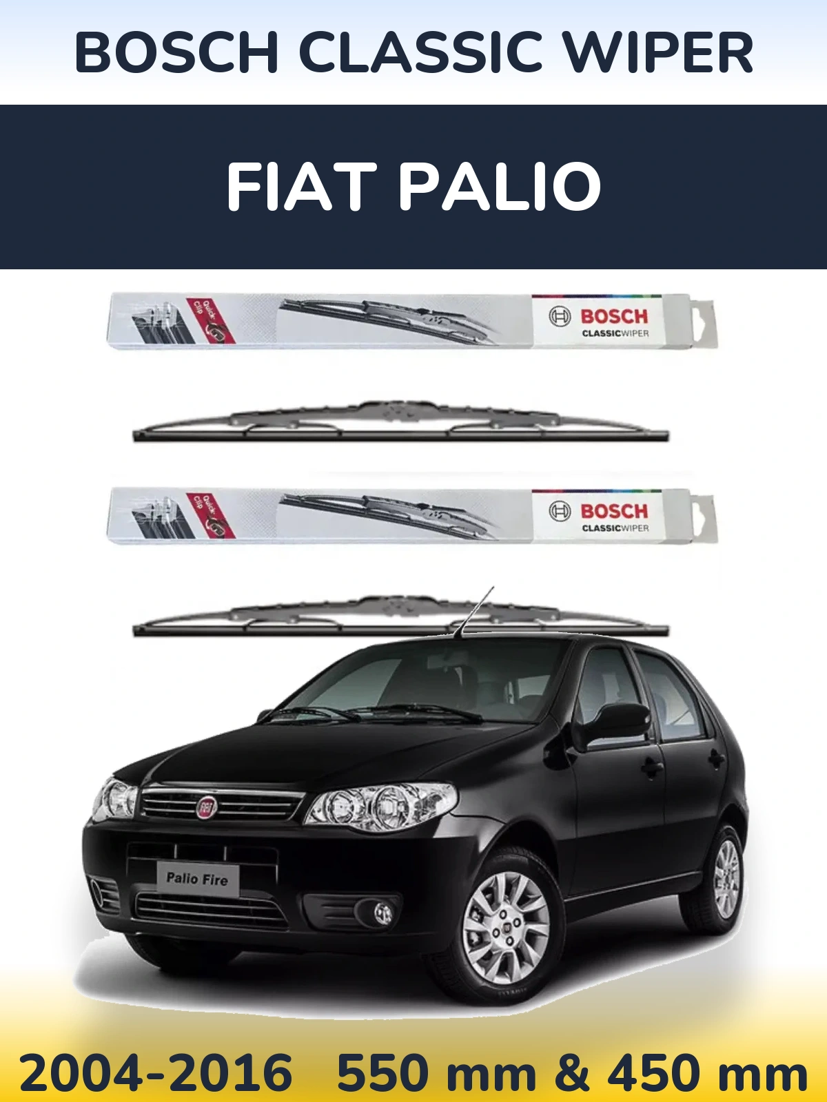 Sada předních stěračů BOSCH Classic Wiper 550 a 450 mm pro Fiat Palio 2004-2016