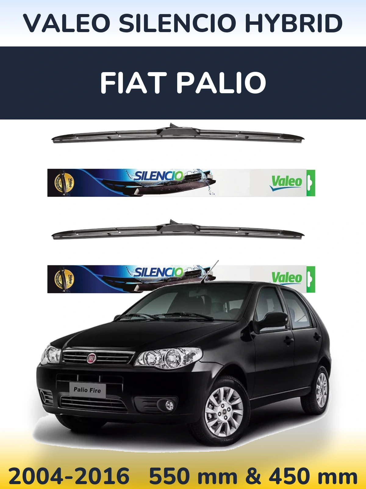 Комплект передніх щіток Valeo Silencio Hybrid 550 & 450 мм для Fiat Palio 2004-2016