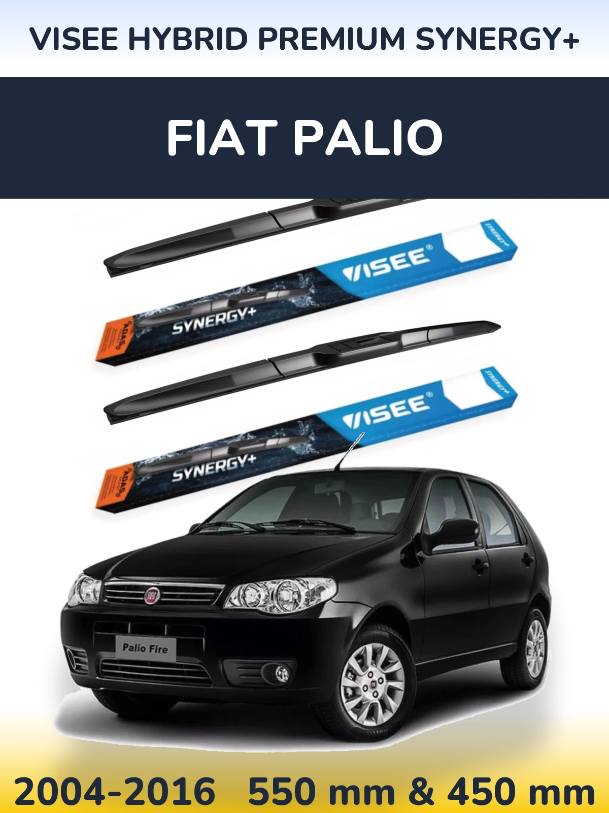 Sada předních stěračů VISEE HYBRID PREMIUM SYNERGY+ 550 a 450 mm pro Fiat Palio 2004-2016