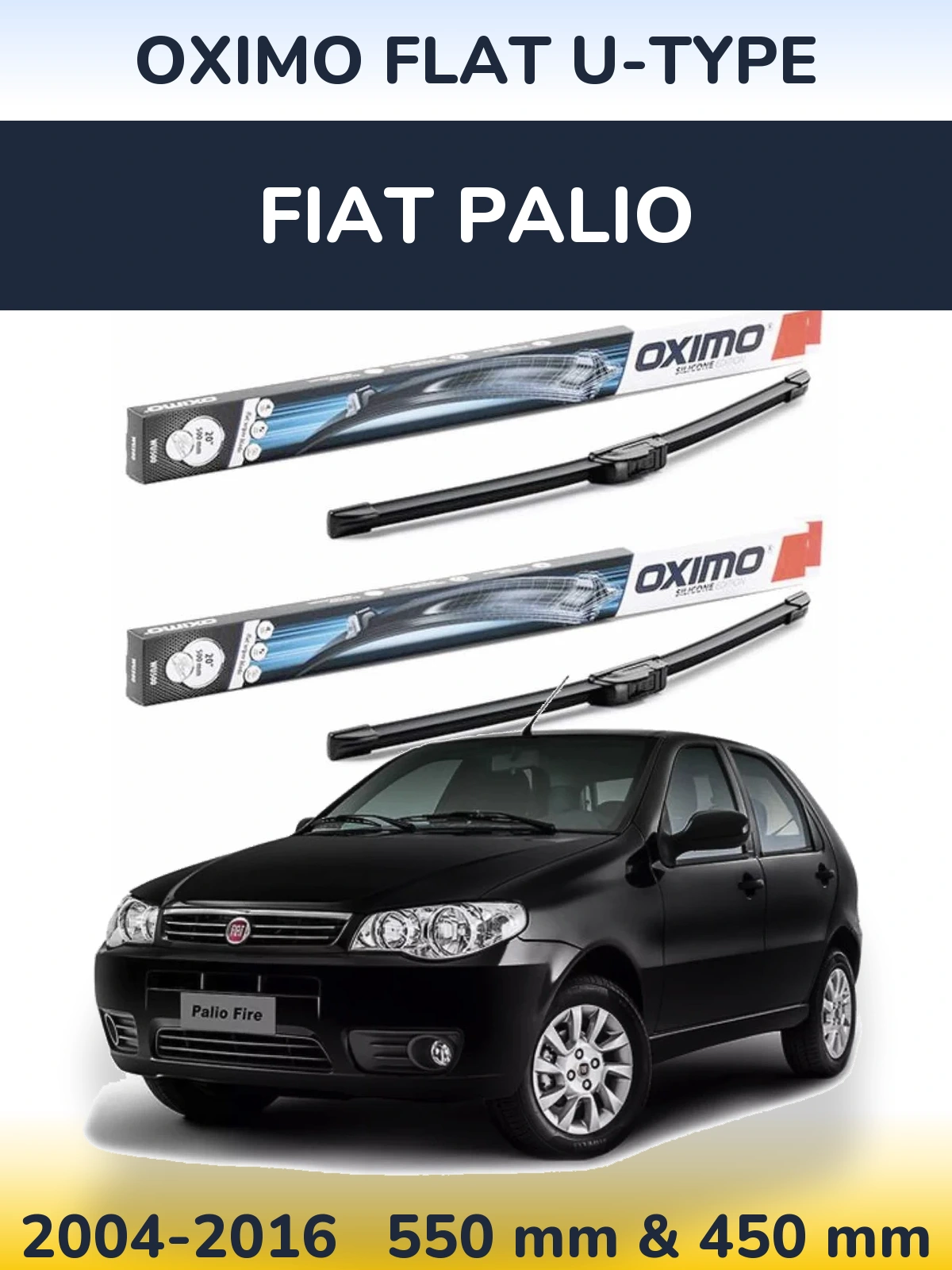 Sada předních stěračů Oximo Flat U-type 550 a 450 mm pro Fiat Palio 2004-2016
