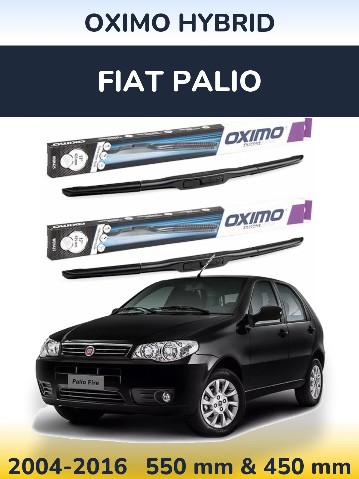 Sada předních stěračů Oximo Hybrid 550 a 450 mm pro Fiat Palio 2004-2016