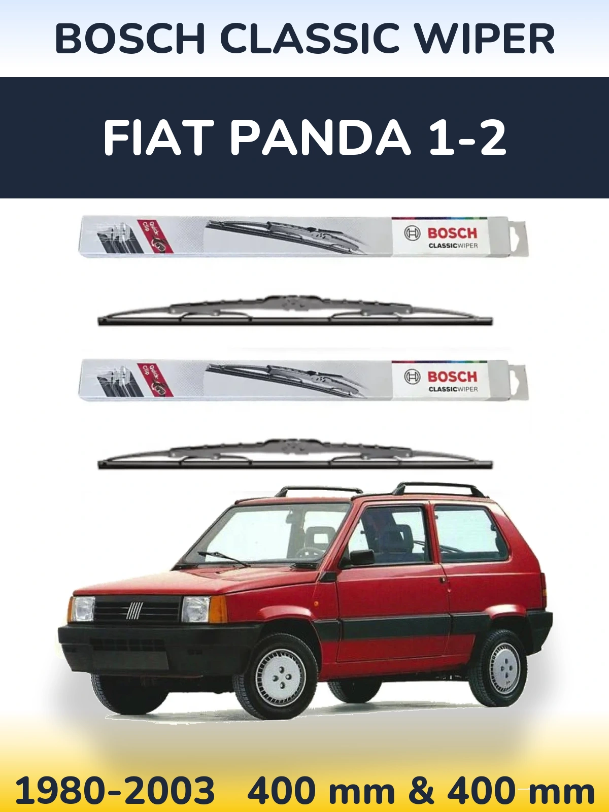 Sada předních stěračů BOSCH Classic Wiper 400 a 400 mm pro Fiat Panda 1-2 1980-2003