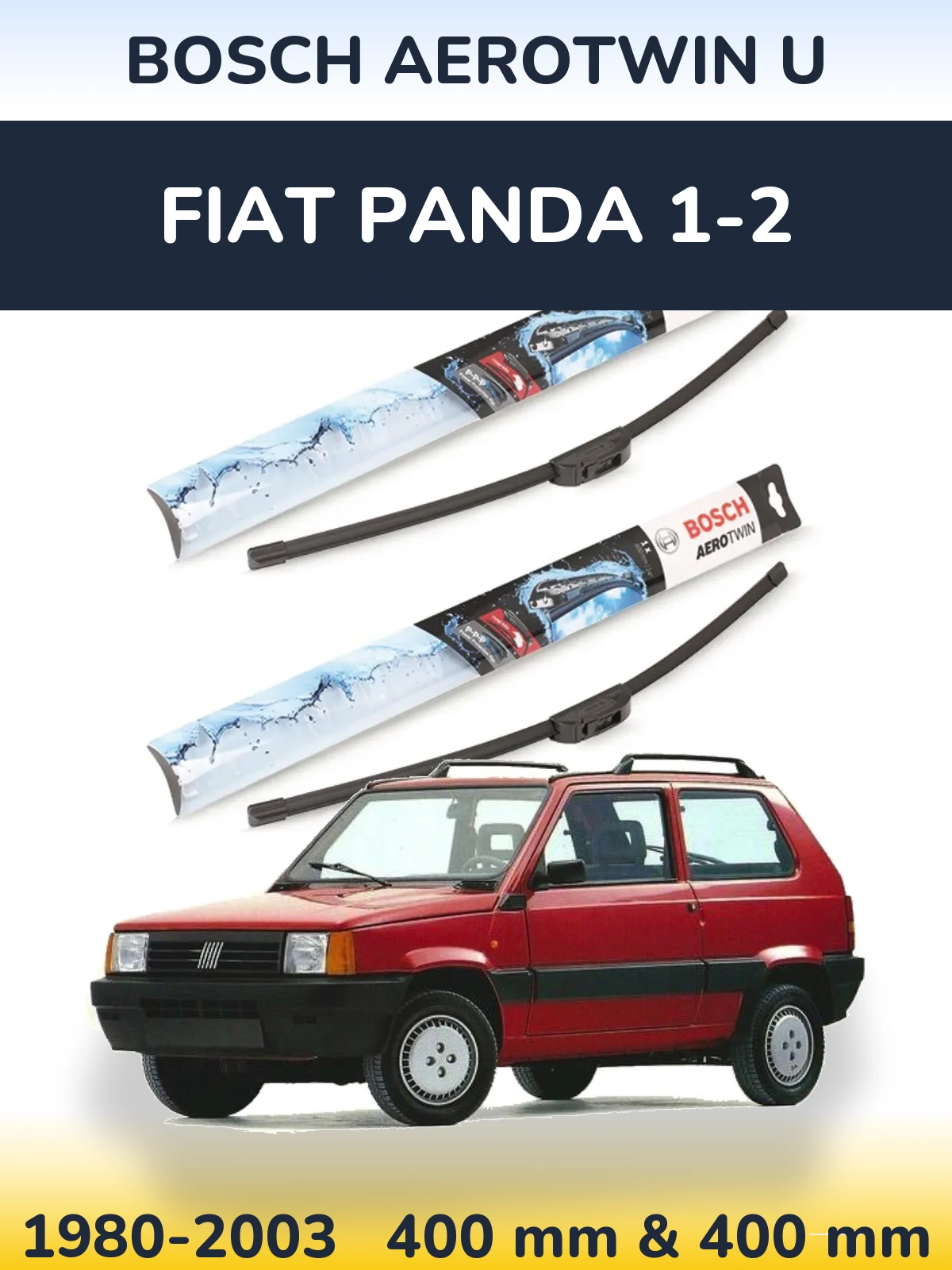 Sada předních stěračů BOSCH AeroTwin U 400 a 400 mm pro Fiat Panda 1-2 1980-2003