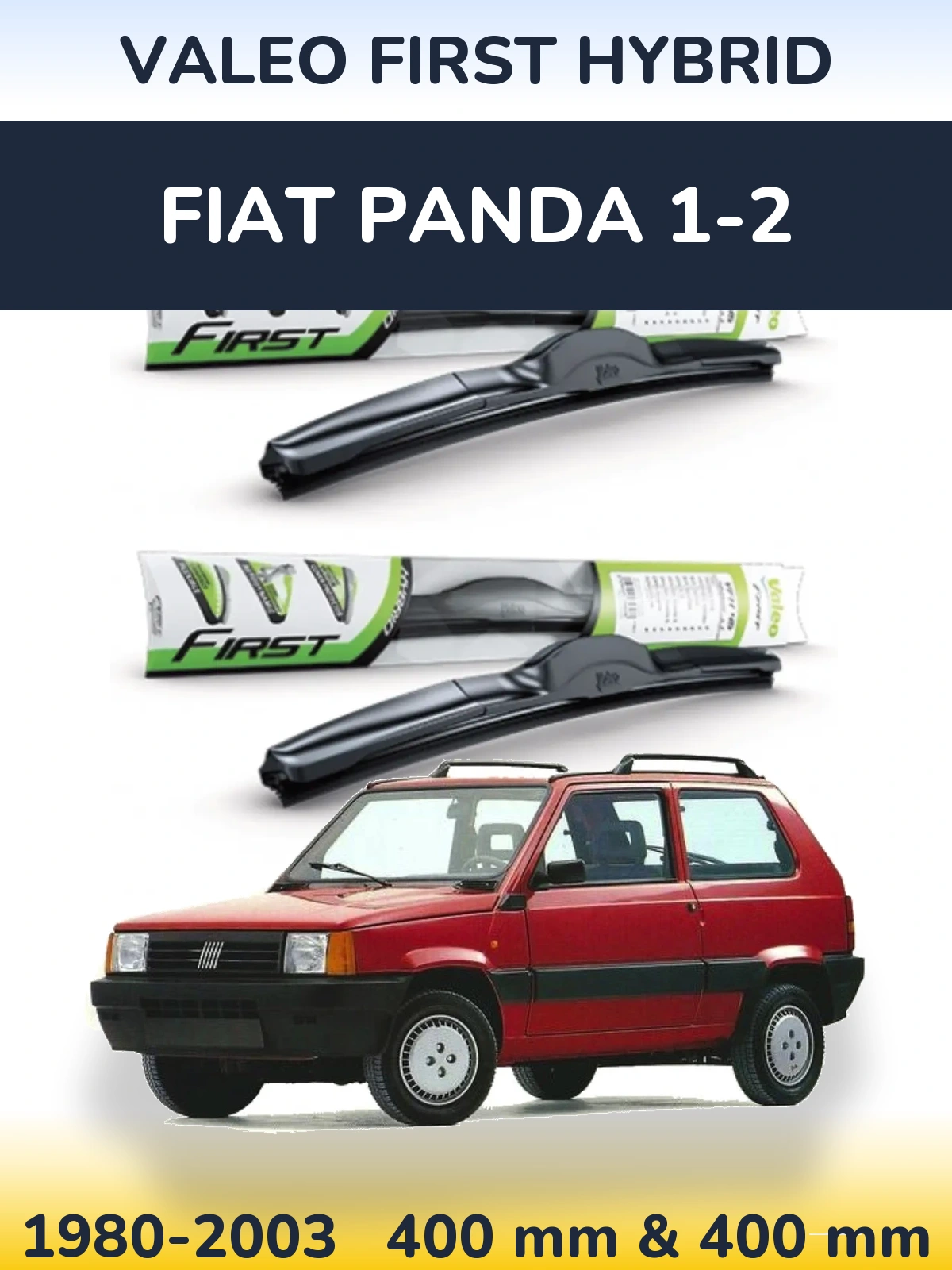 Sada předních stěračů Valeo First Hybrid 400 a 400 mm pro Fiat Panda 1-2 1980-2003