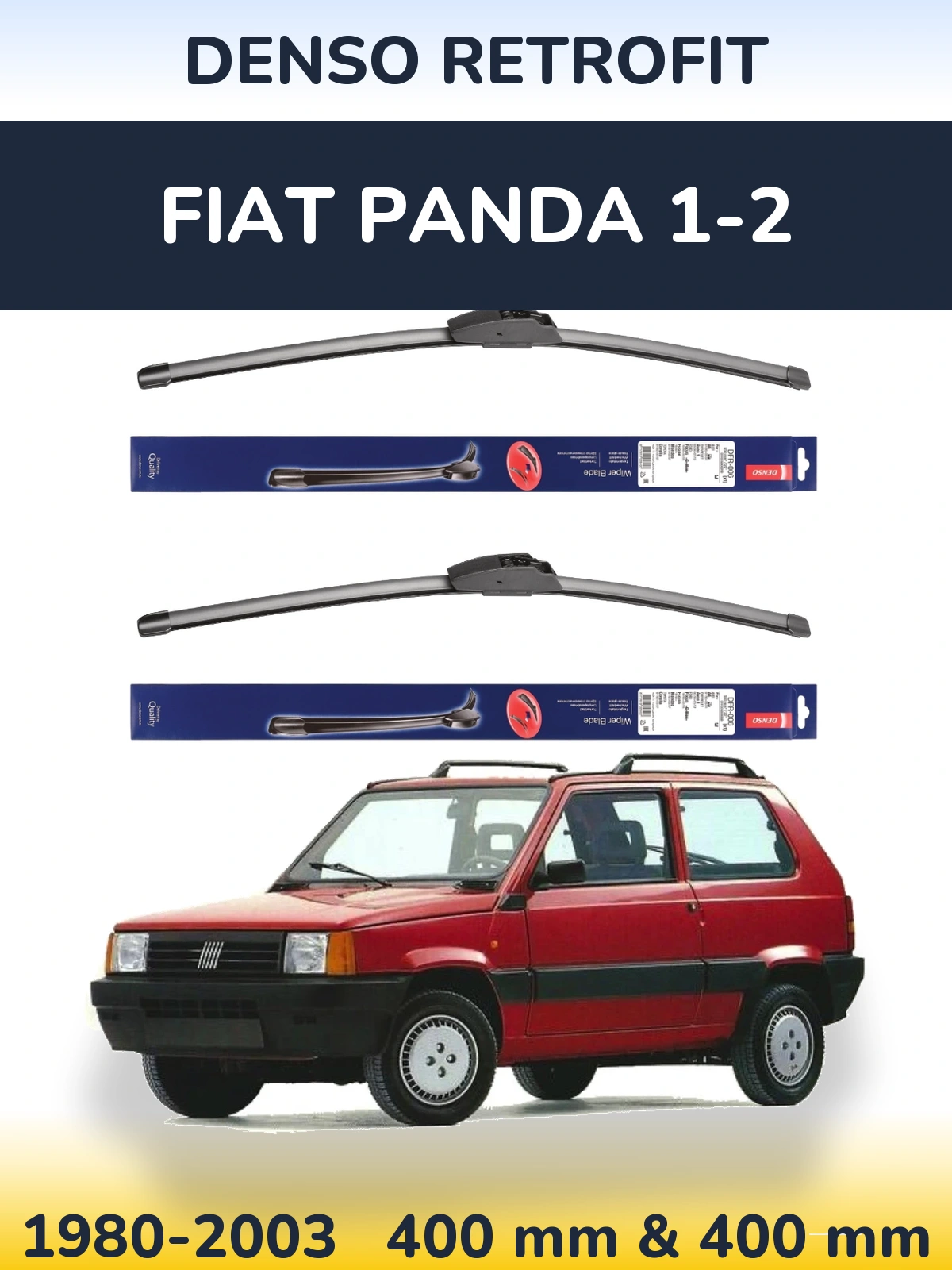 Sada předních stěračů Denso Retrofit 400 a 400 mm pro Fiat Panda 1-2 1980-2003