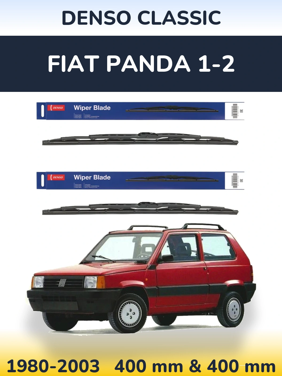 Sada předních stěračů Denso Classic 400 a 400 mm pro Fiat Panda 1-2 1980-2003