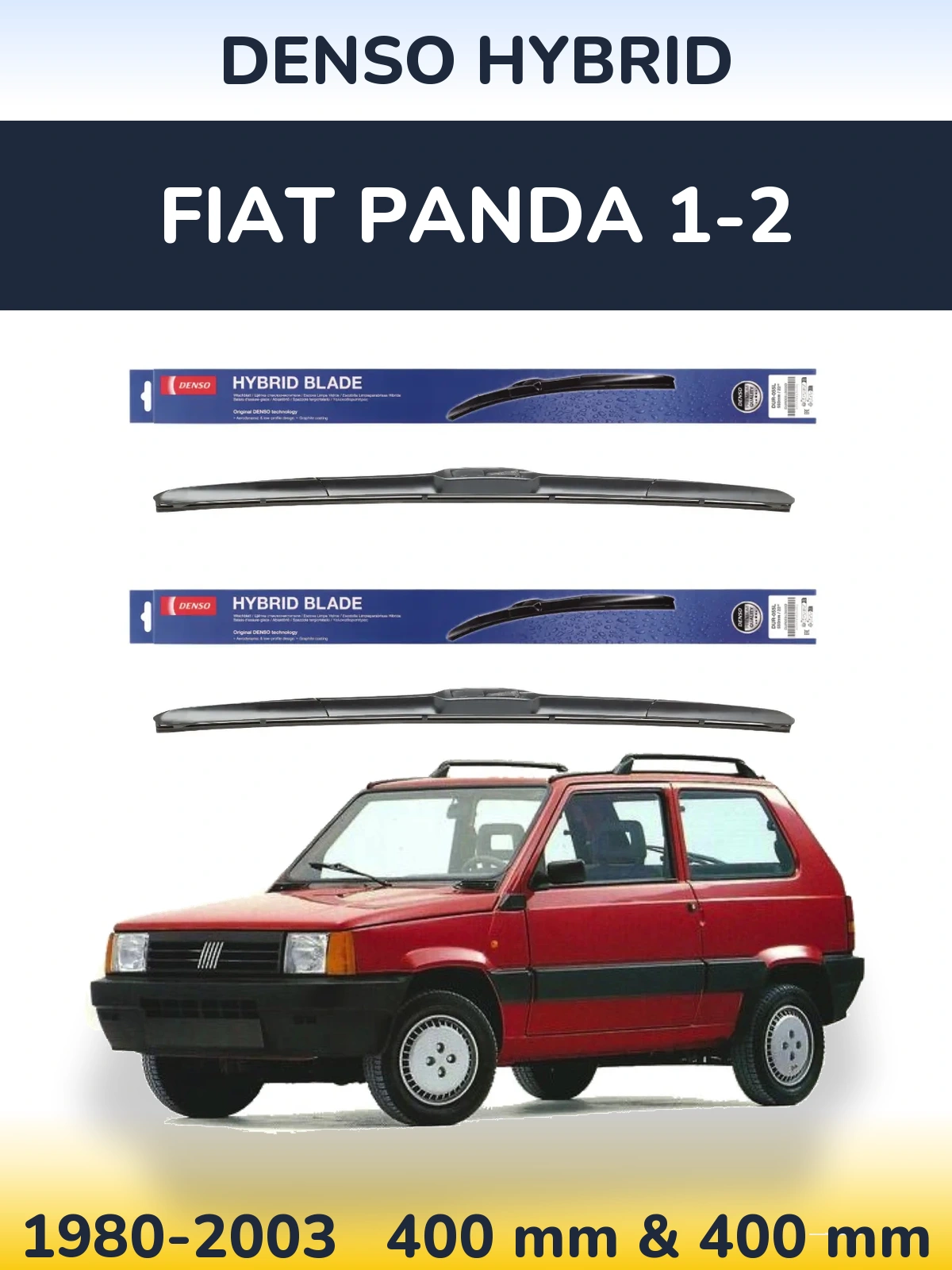 Sada předních stěračů Denso Hybrid 400 a 400 mm pro Fiat Panda 1-2 1980-2003