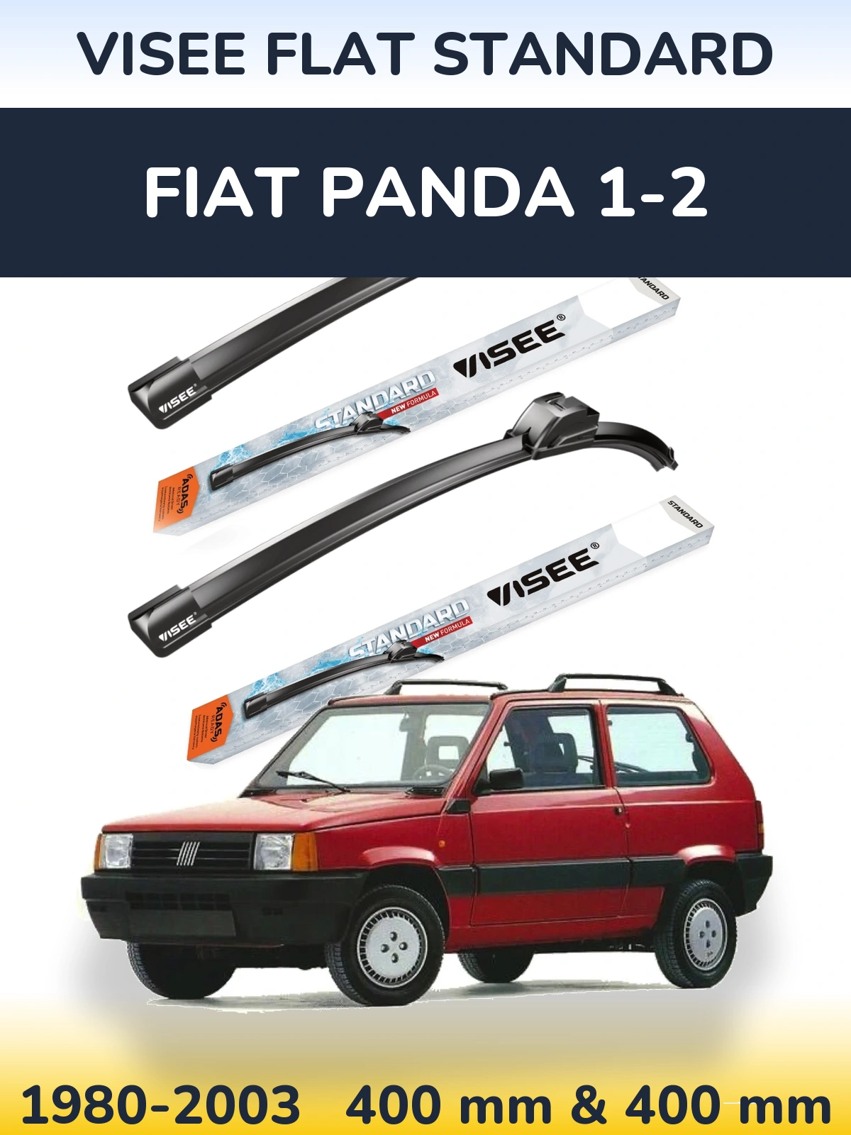 Sada předních stěračů VISEE FLAT STANDARD 400 a 400 mm pro Fiat Panda 1-2 1980-2003