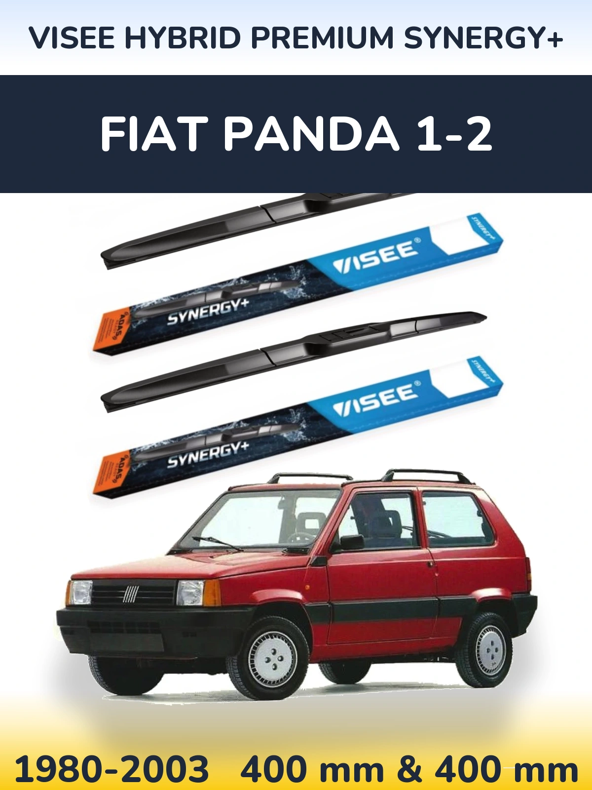 Sada předních stěračů VISEE HYBRID PREMIUM SYNERGY+ 400 a 400 mm pro Fiat Panda 1-2 1980-2003