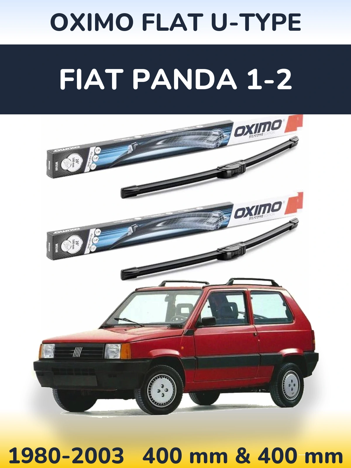 Sada předních stěračů Oximo Flat U-type 400 a 400 mm pro Fiat Panda 1-2 1980-2003