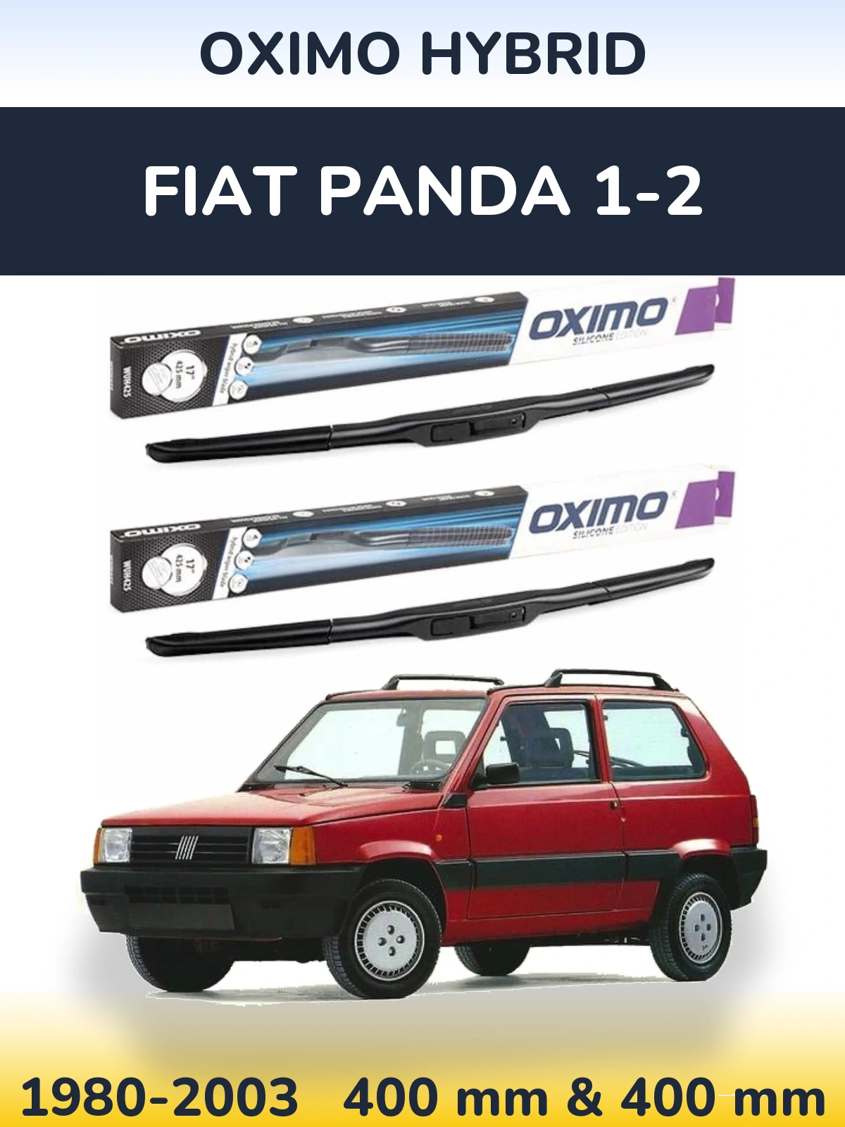 Sada předních stěračů Oximo Hybrid 400 a 400 mm pro Fiat Panda 1-2 1980-2003