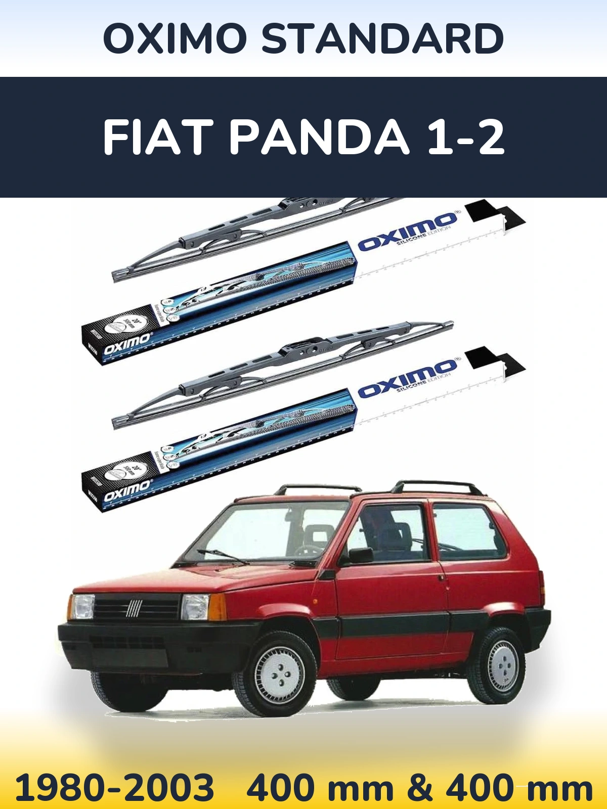 Sada předních stěračů Oximo Standard 400 a 400 mm pro Fiat Panda 1-2 1980-2003