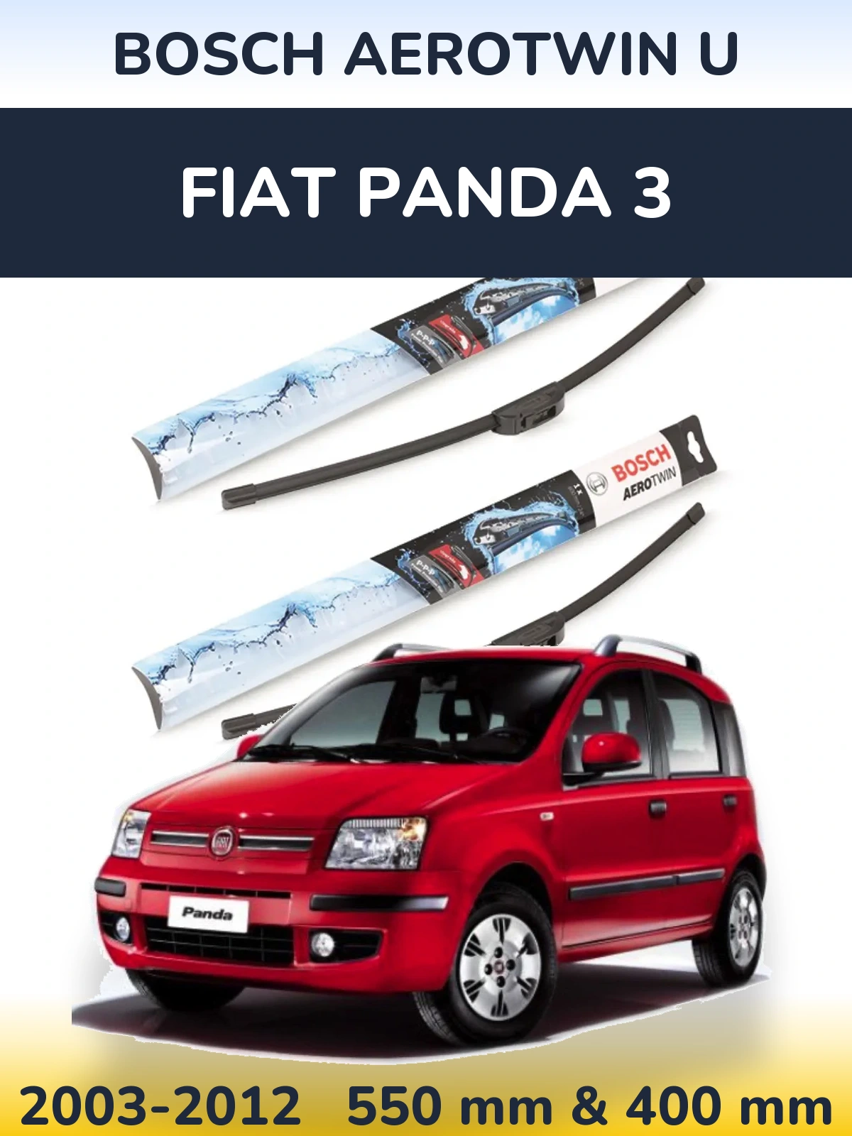 Sada předních stěračů BOSCH AeroTwin U 550 a 400 mm pro Fiat Panda 3 2003-2012
