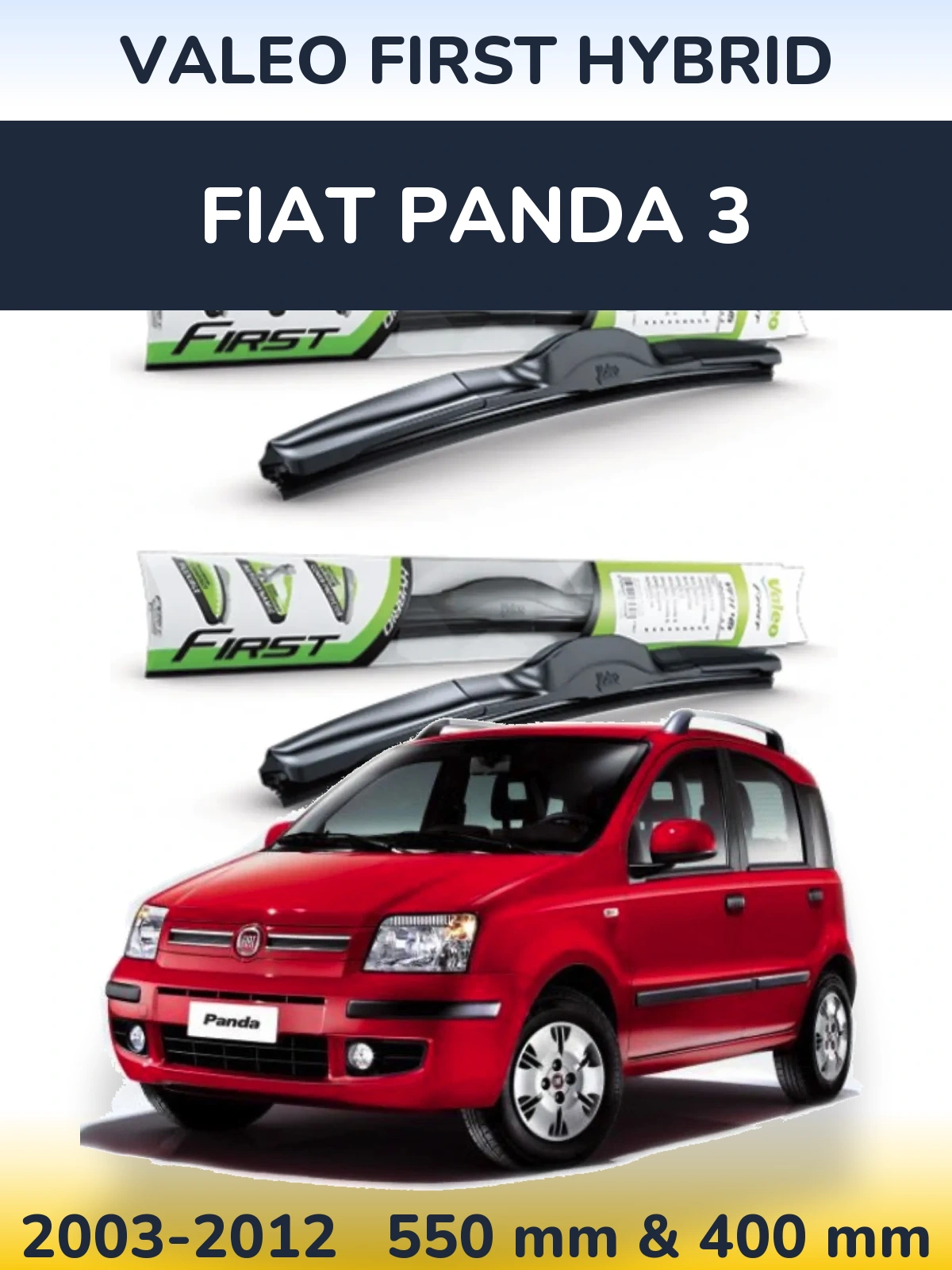 Sada předních stěračů Valeo First Hybrid 550 a 400 mm pro Fiat Panda 3 2003-2012