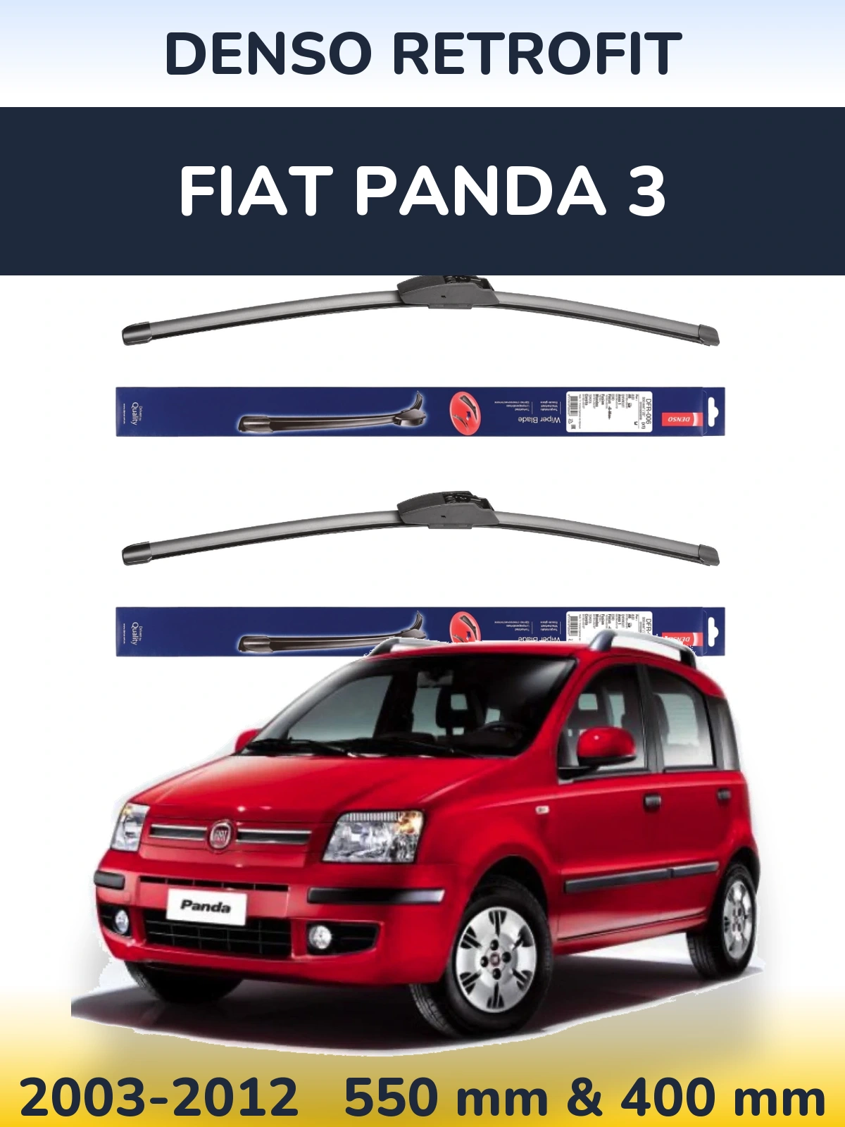 Sada předních stěračů Denso Retrofit 550 a 400 mm pro Fiat Panda 3 2003-2012