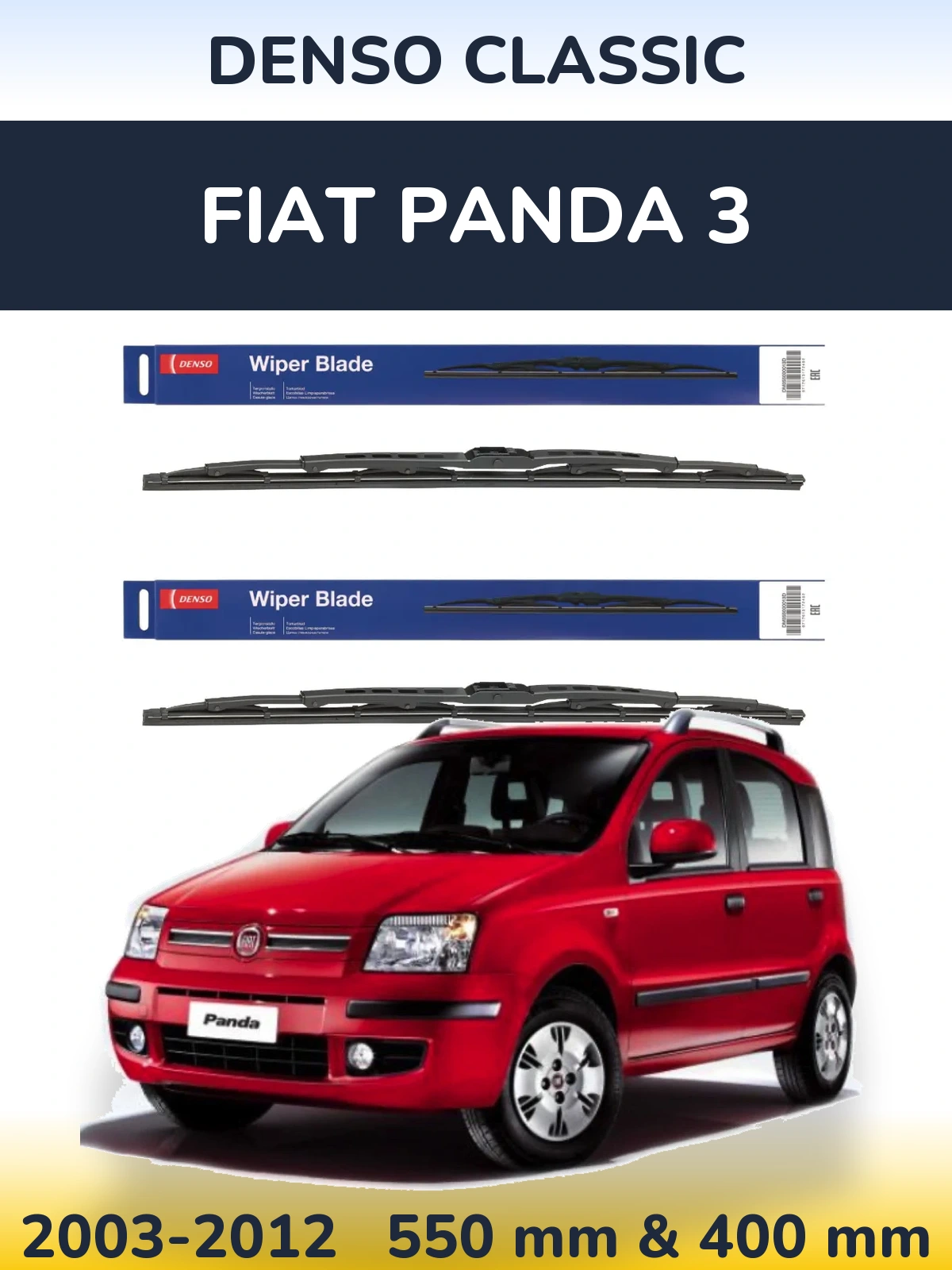 Комплект передних дворников Denso Classic 550 & 400 мм для Fiat Panda 3 2003-2012