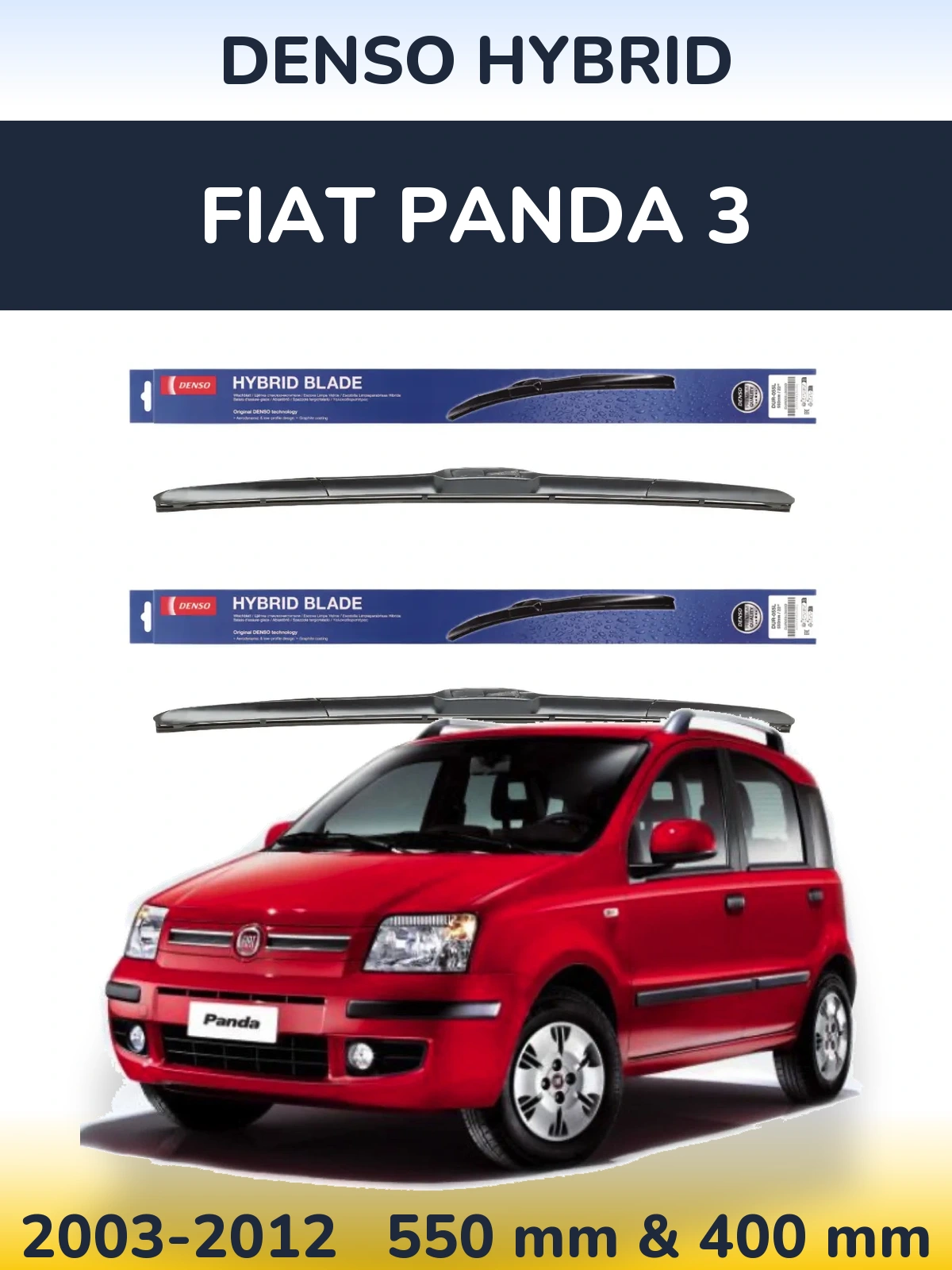 Sada předních stěračů Denso Hybrid 550 a 400 mm pro Fiat Panda 3 2003-2012