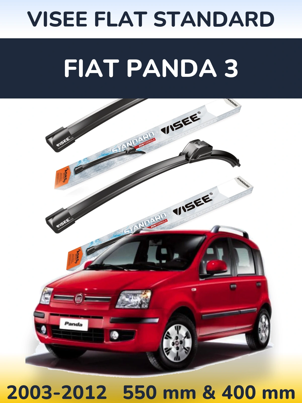 Комплект передніх щіток VISEE FLAT STANDARD 550 & 400 мм для Fiat Panda 3 2003-2012