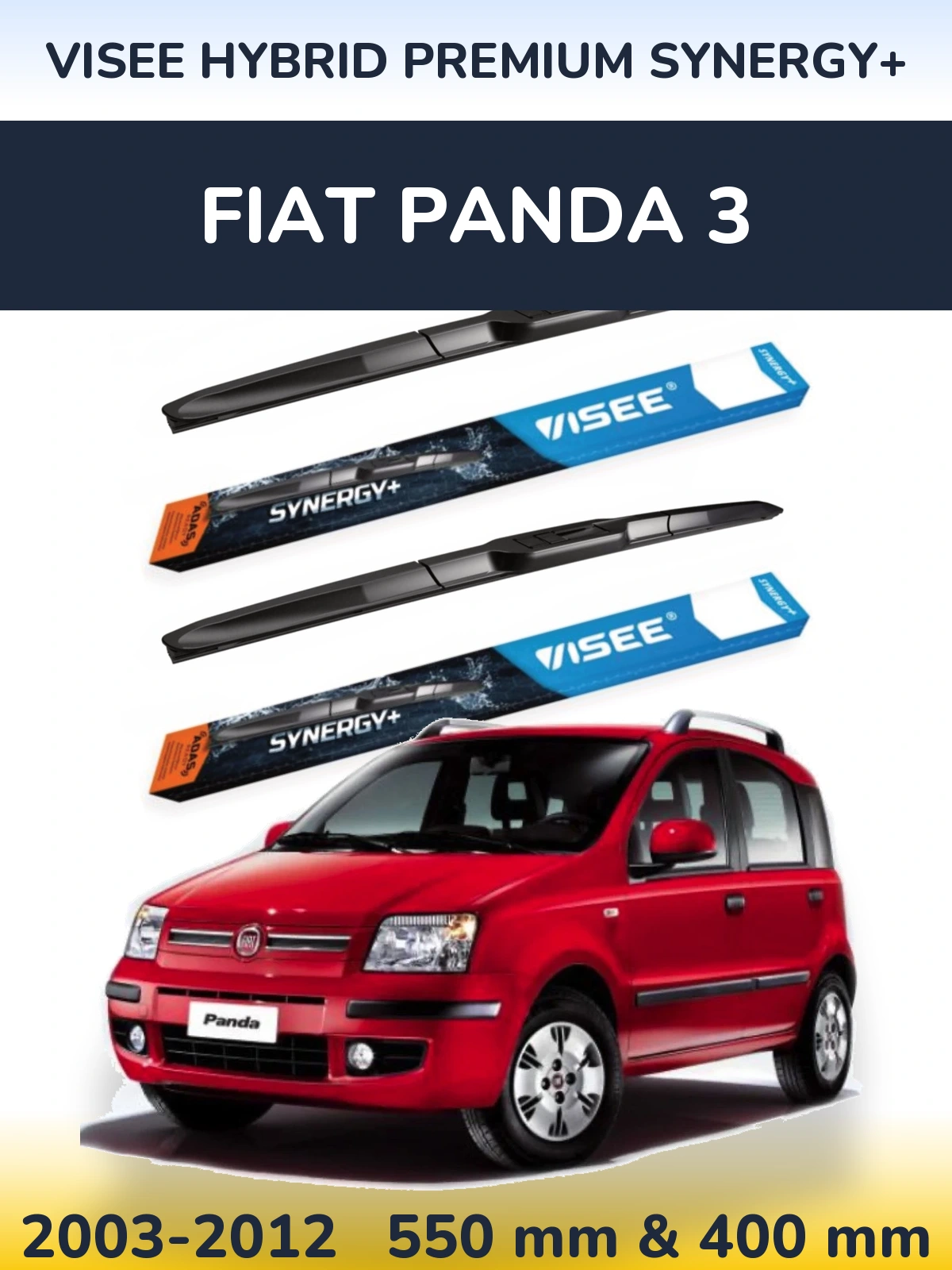 Sada předních stěračů VISEE HYBRID PREMIUM SYNERGY+ 550 a 400 mm pro Fiat Panda 3 2003-2012